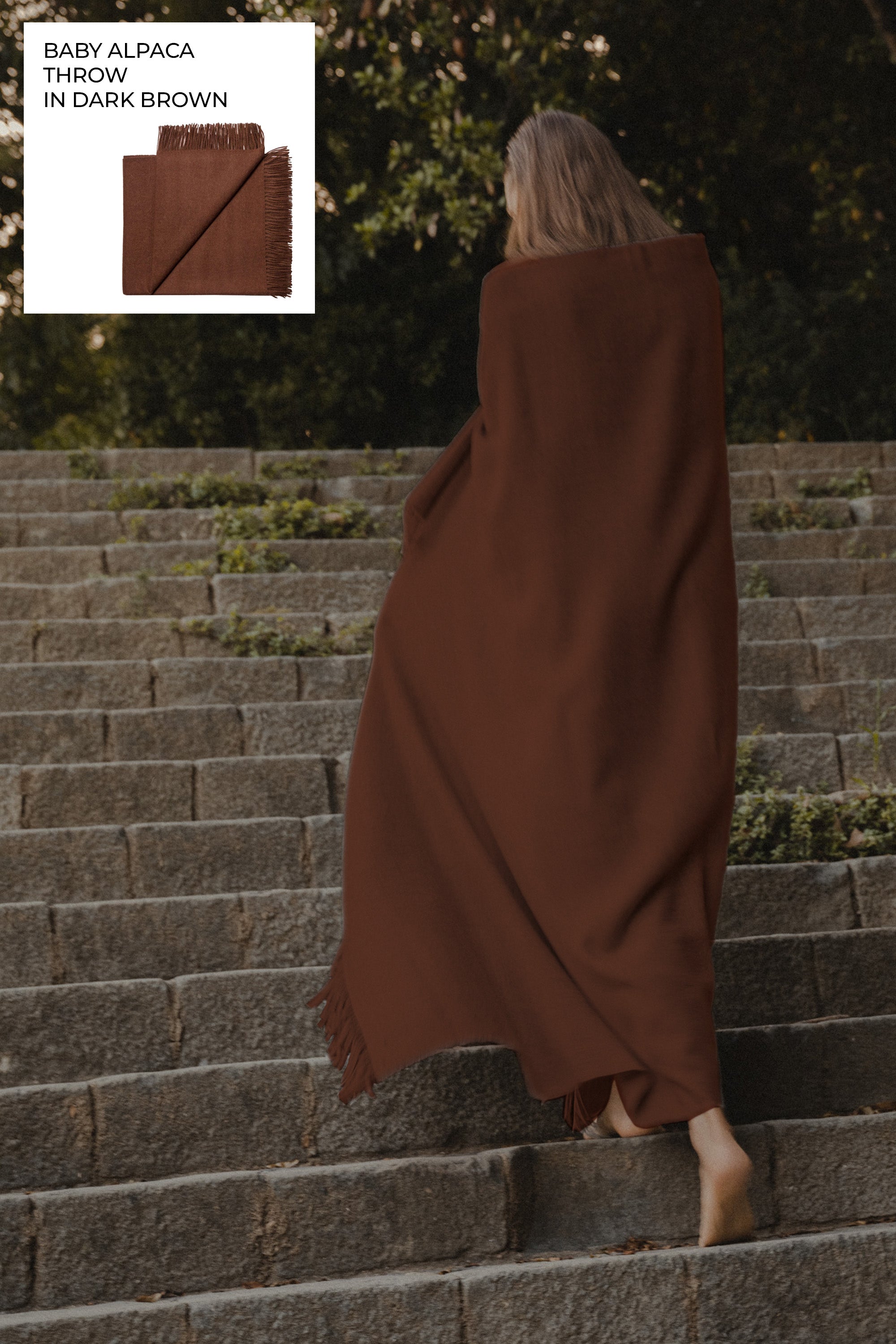 Riley Alpaca Oversized Throw Scarf in Dark Brown