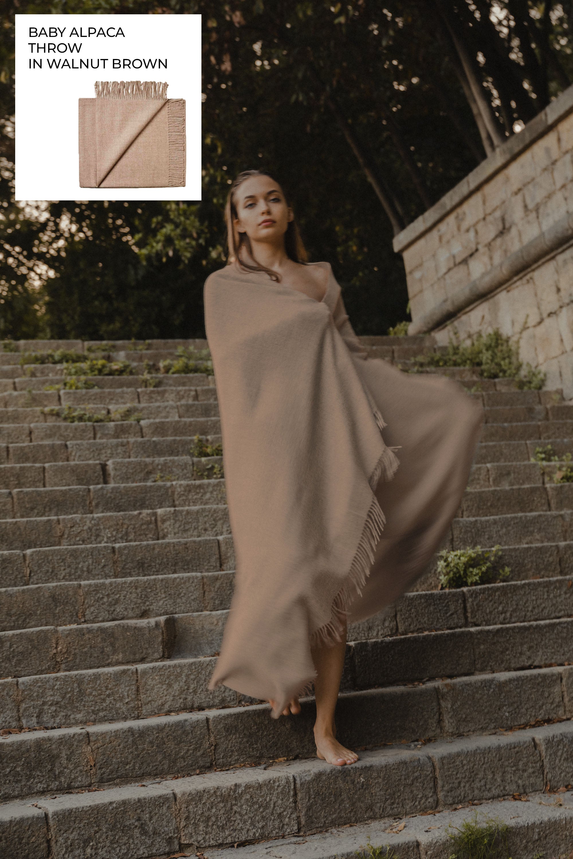 Riley Alpaca Oversized Throw Scarf in Walnut Brown