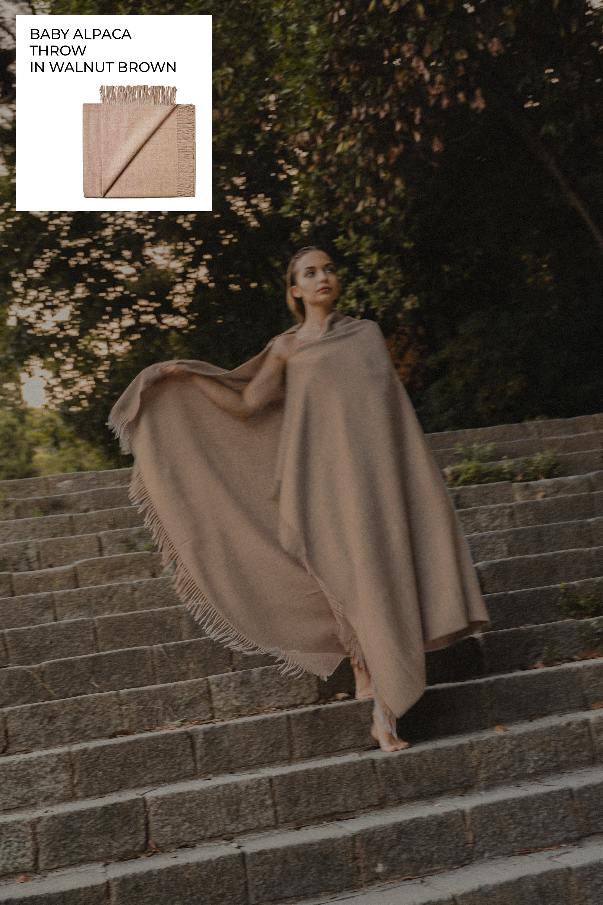 Riley Alpaca Oversized Throw Scarf in Walnut Brown