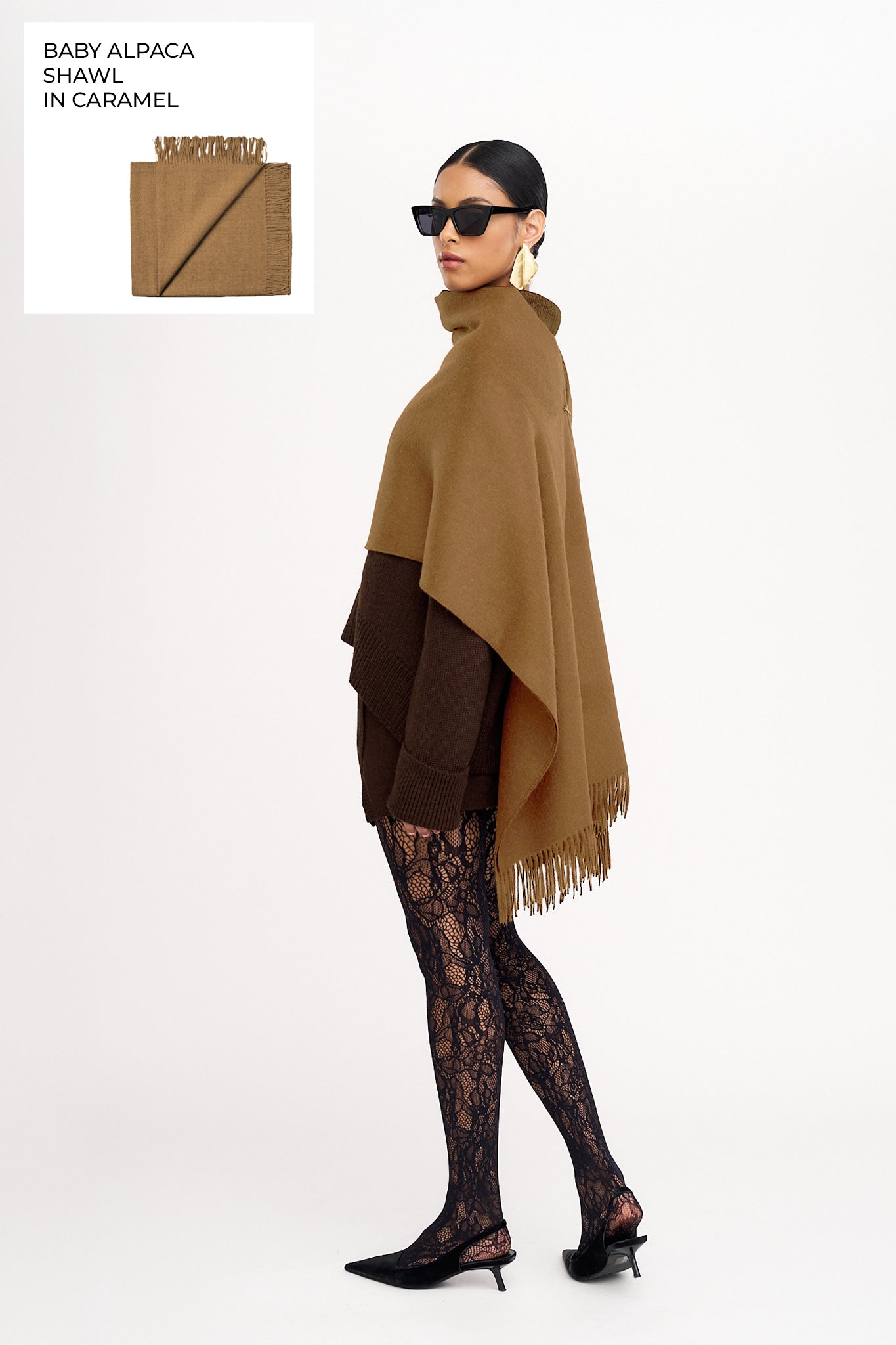 Rowan Alpaca Shawl in Caramel
