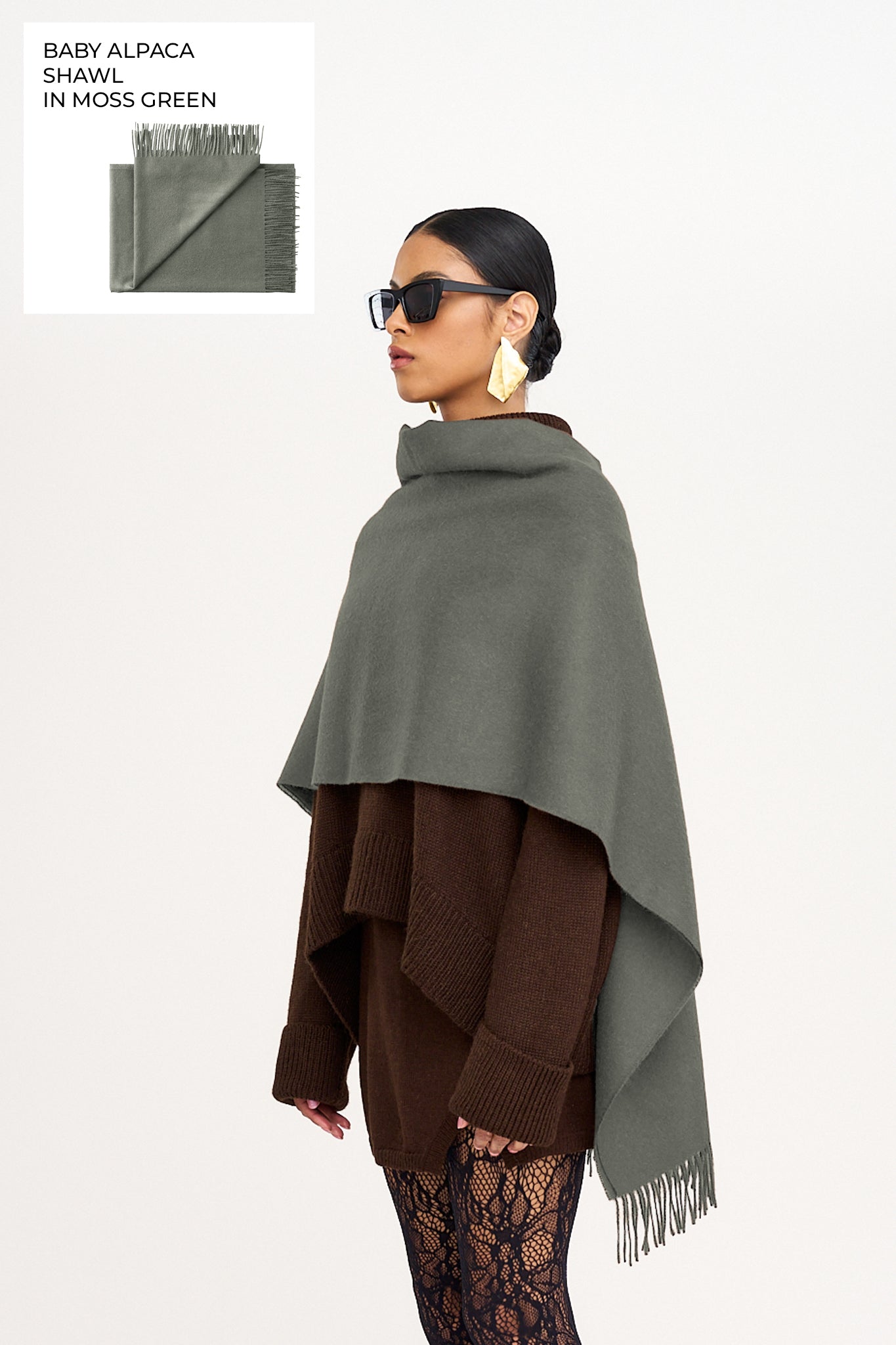 Rowan Alpaca Shawl in Moss Green