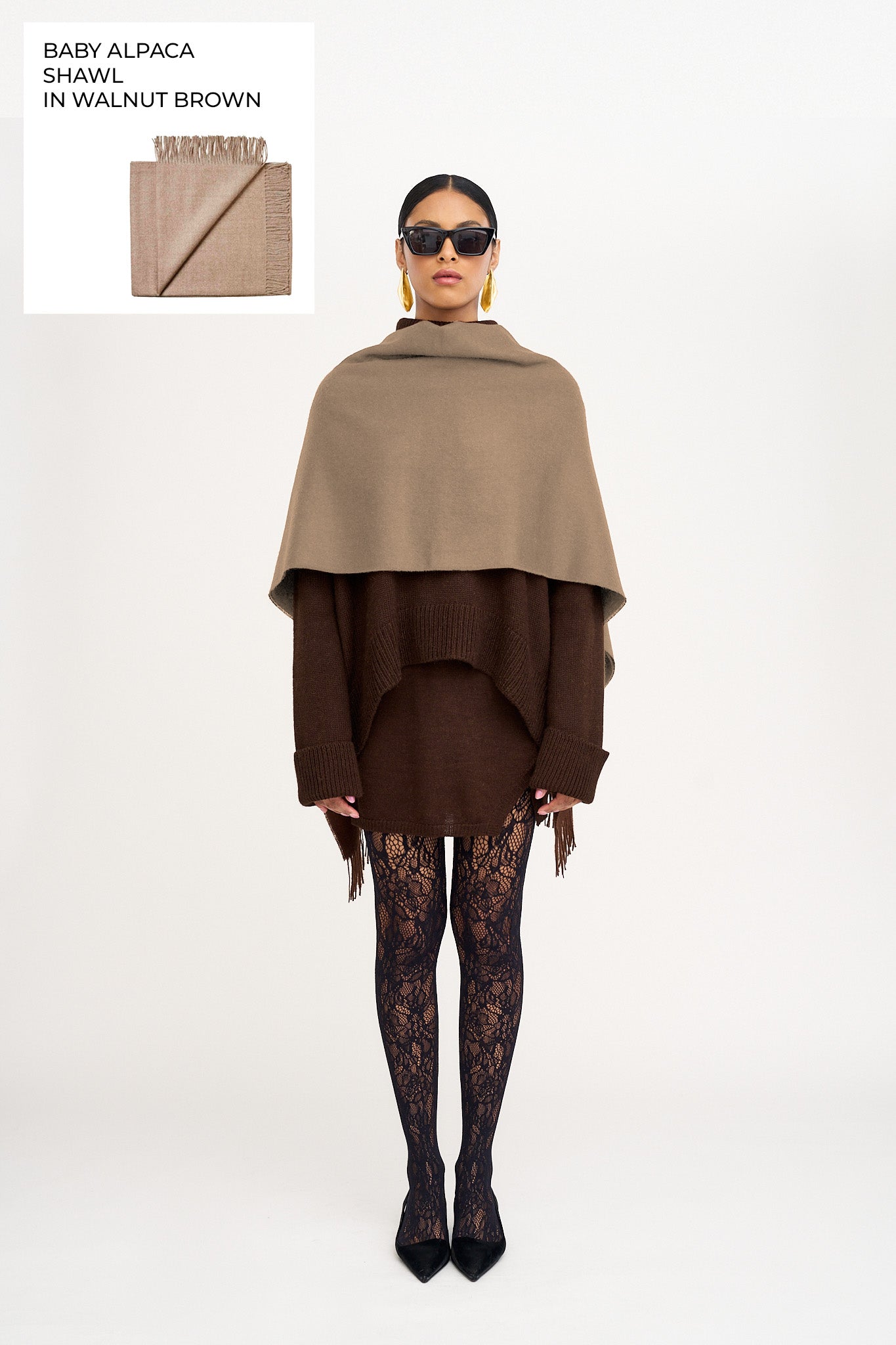 Rowan Alpaca Shawl in Walnut Brown