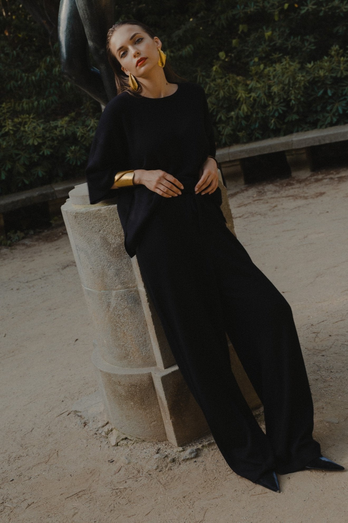 Avery Alpaca Wide Leg Pants in Black