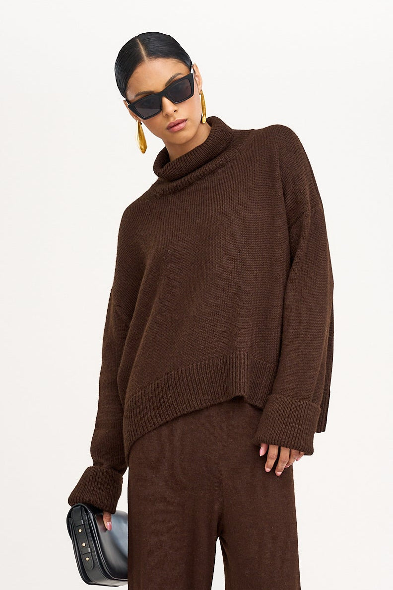 The Cedar Sweater in Chocolate Brown