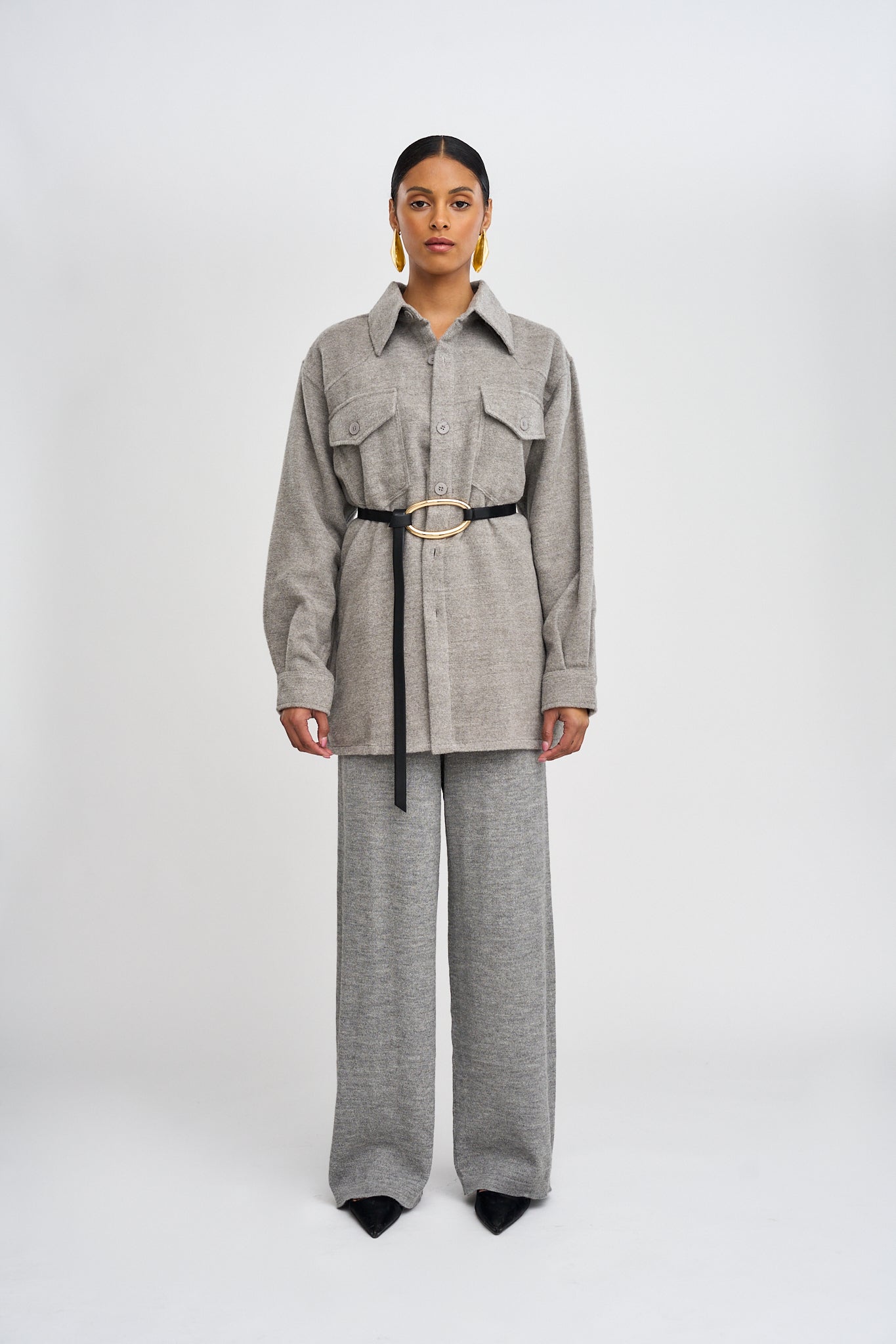 The Noa Alpaca Jacket in Mist Grey