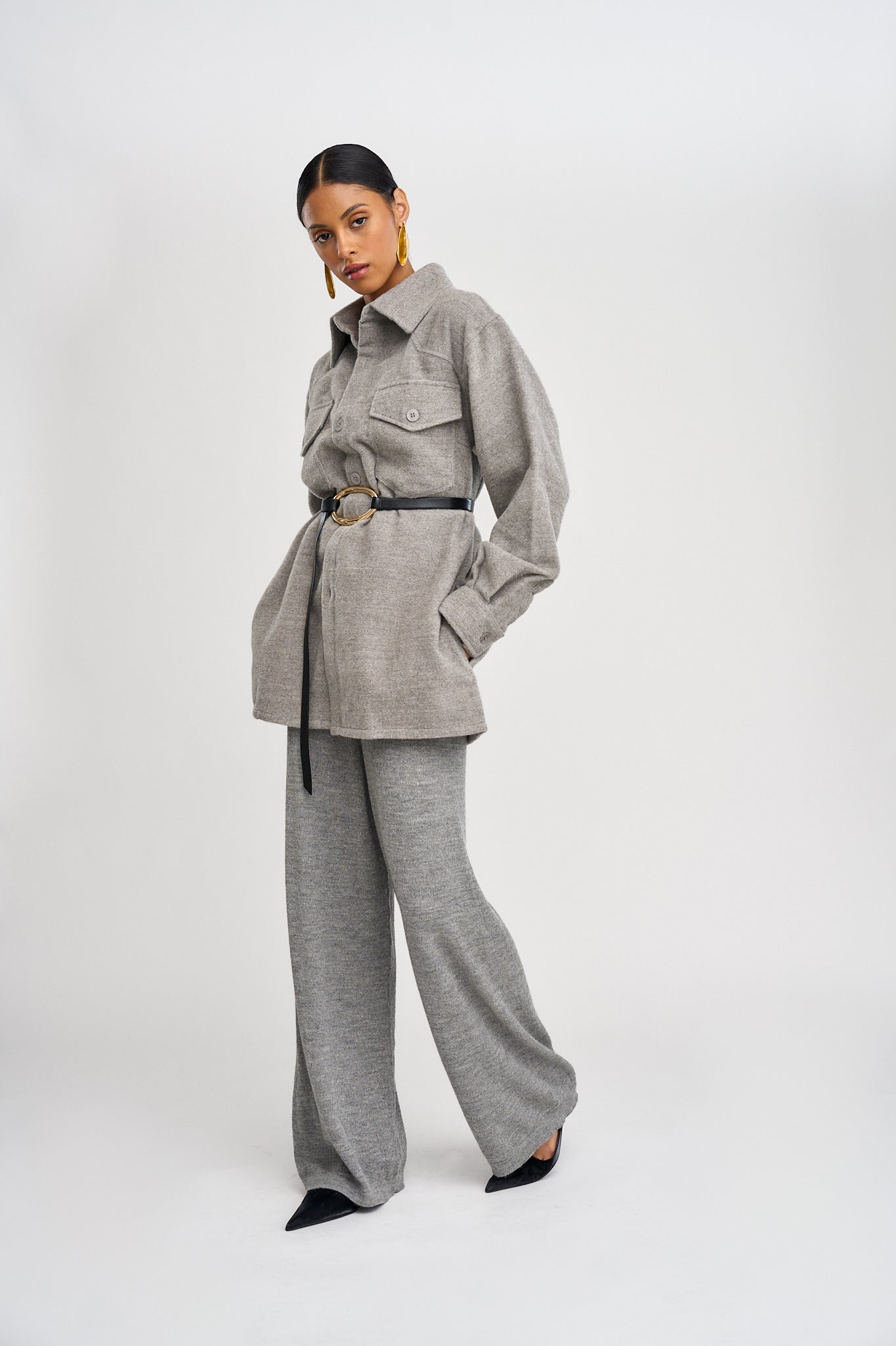 The Noa Alpaca Jacket in Mist Grey