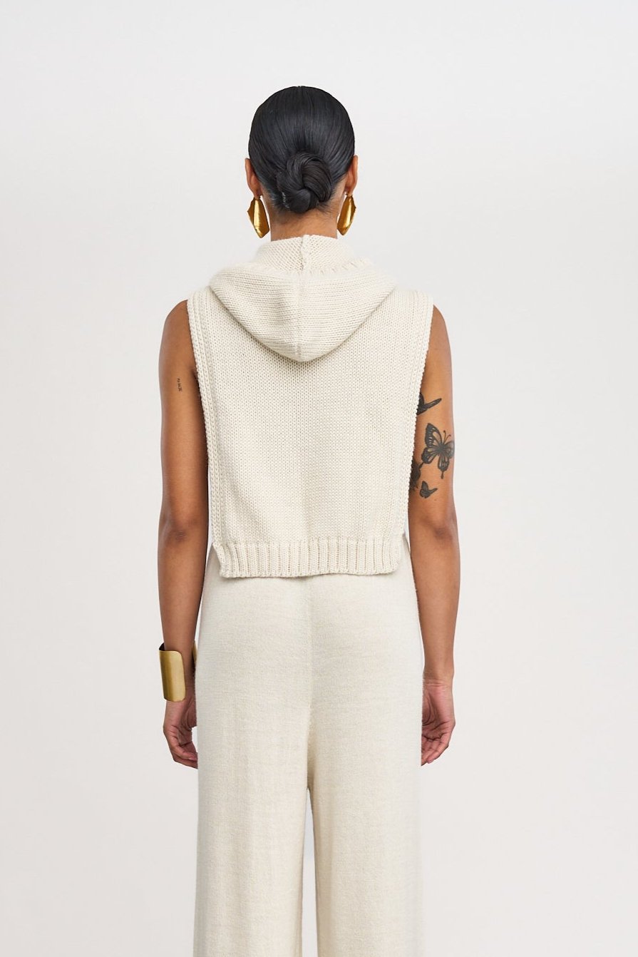The Alpaca Knit Poncho in White