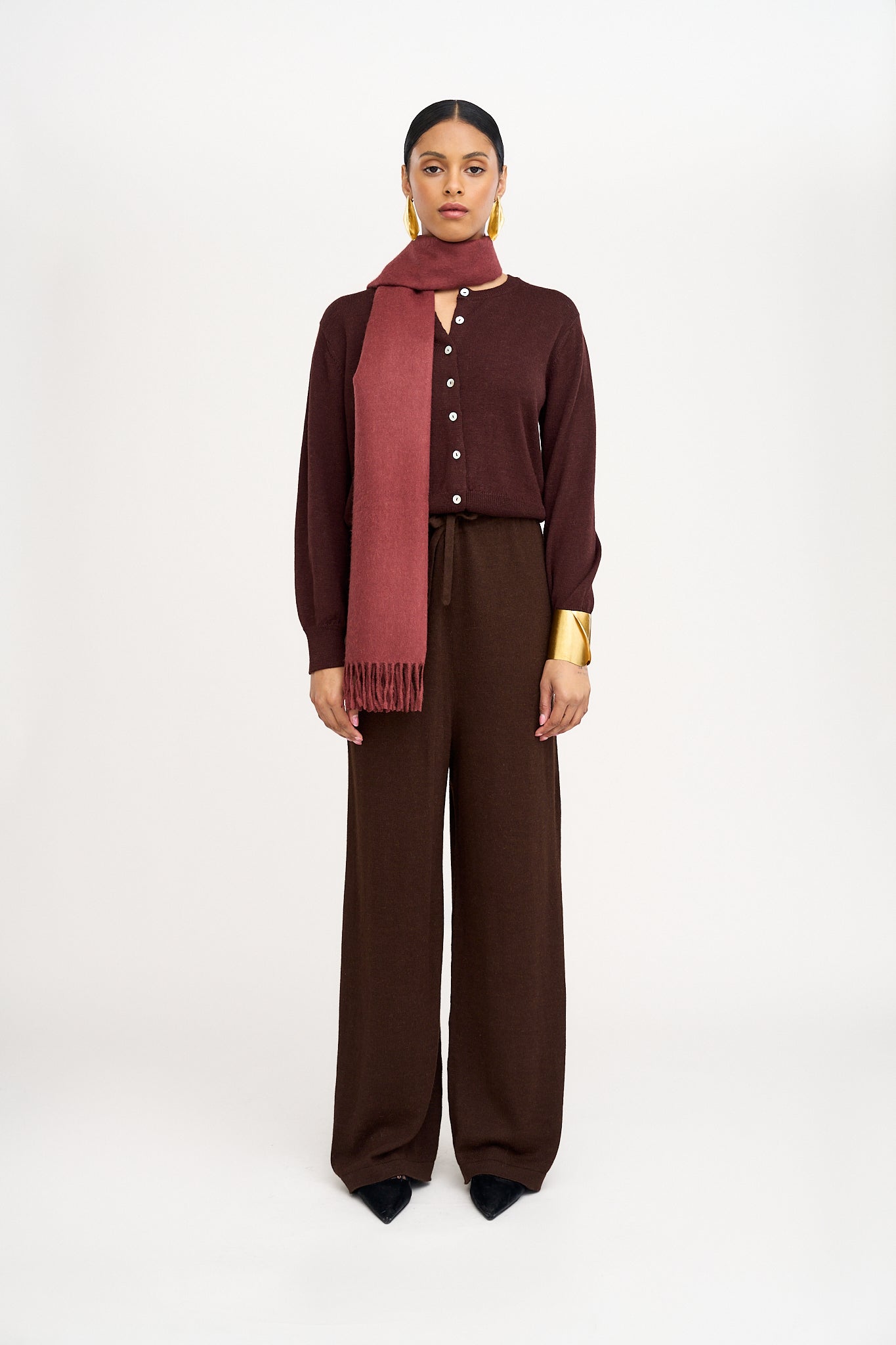 Avery Alpaca Wide Leg Pants in Brown