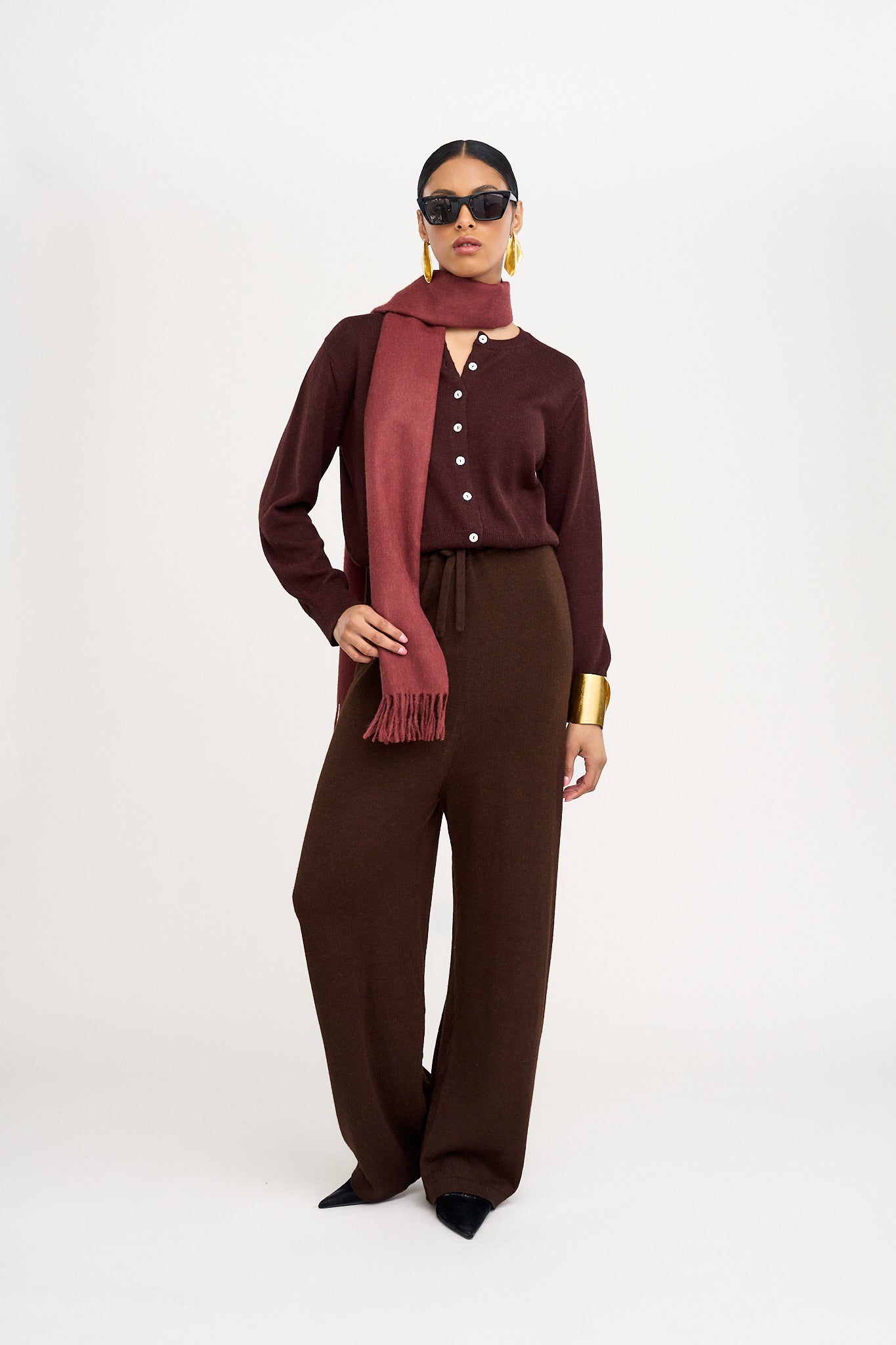 Avery Alpaca Wide Leg Pants in Brown