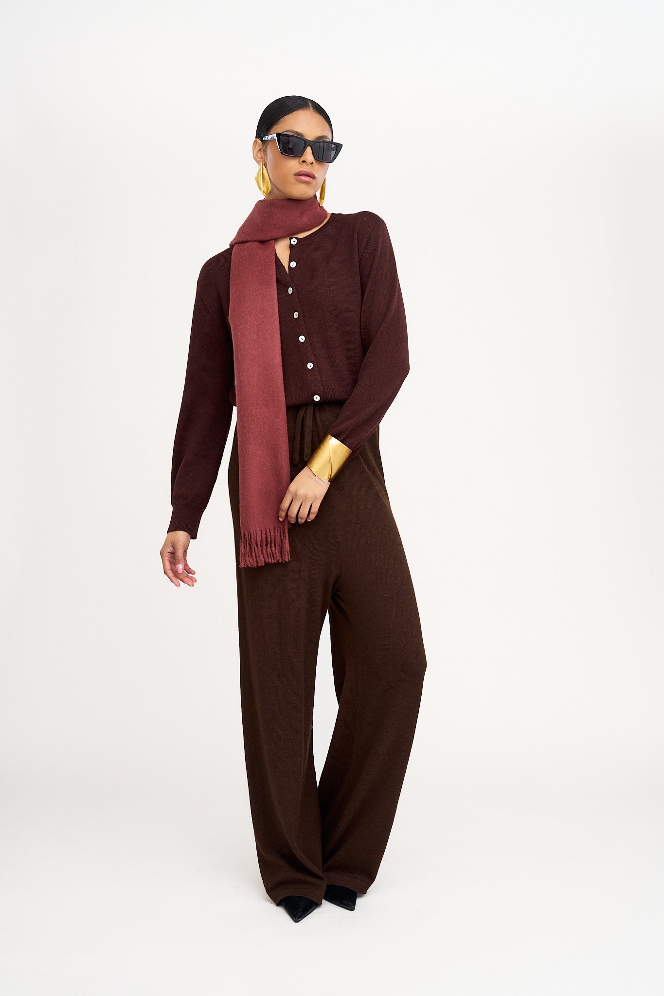 Avery Alpaca Wide Leg Pants in Brown