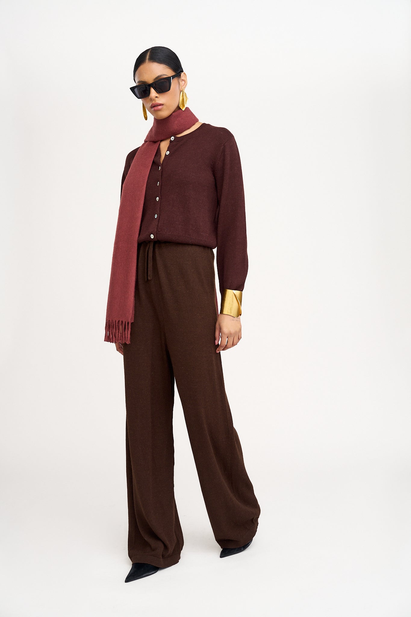 Avery Alpaca Wide Leg Pants in Brown