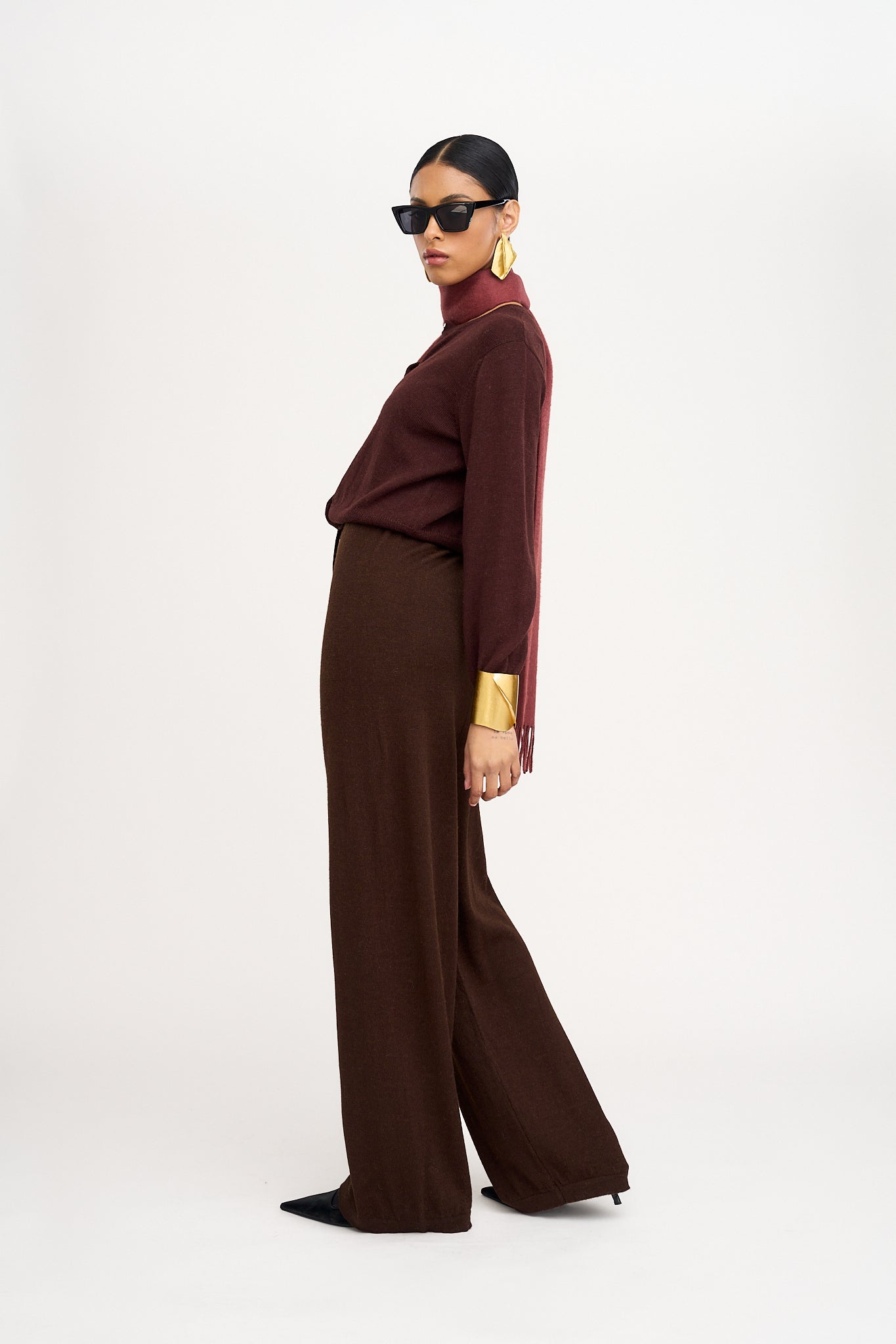 Avery Alpaca Wide Leg Pants in Brown
