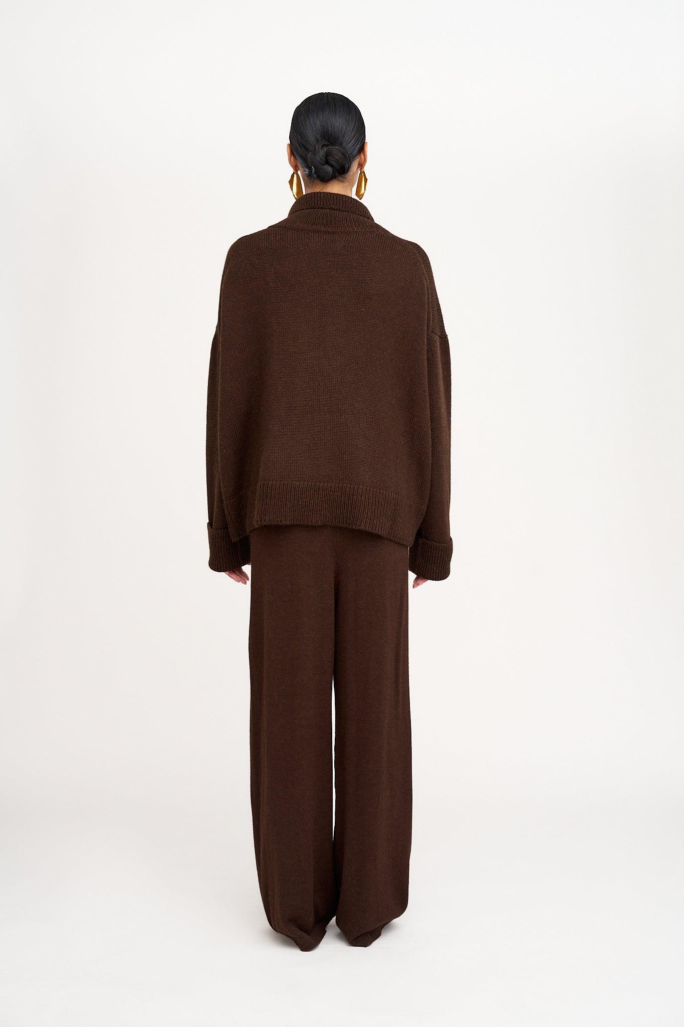 Avery Alpaca Wide Leg Pants in Brown