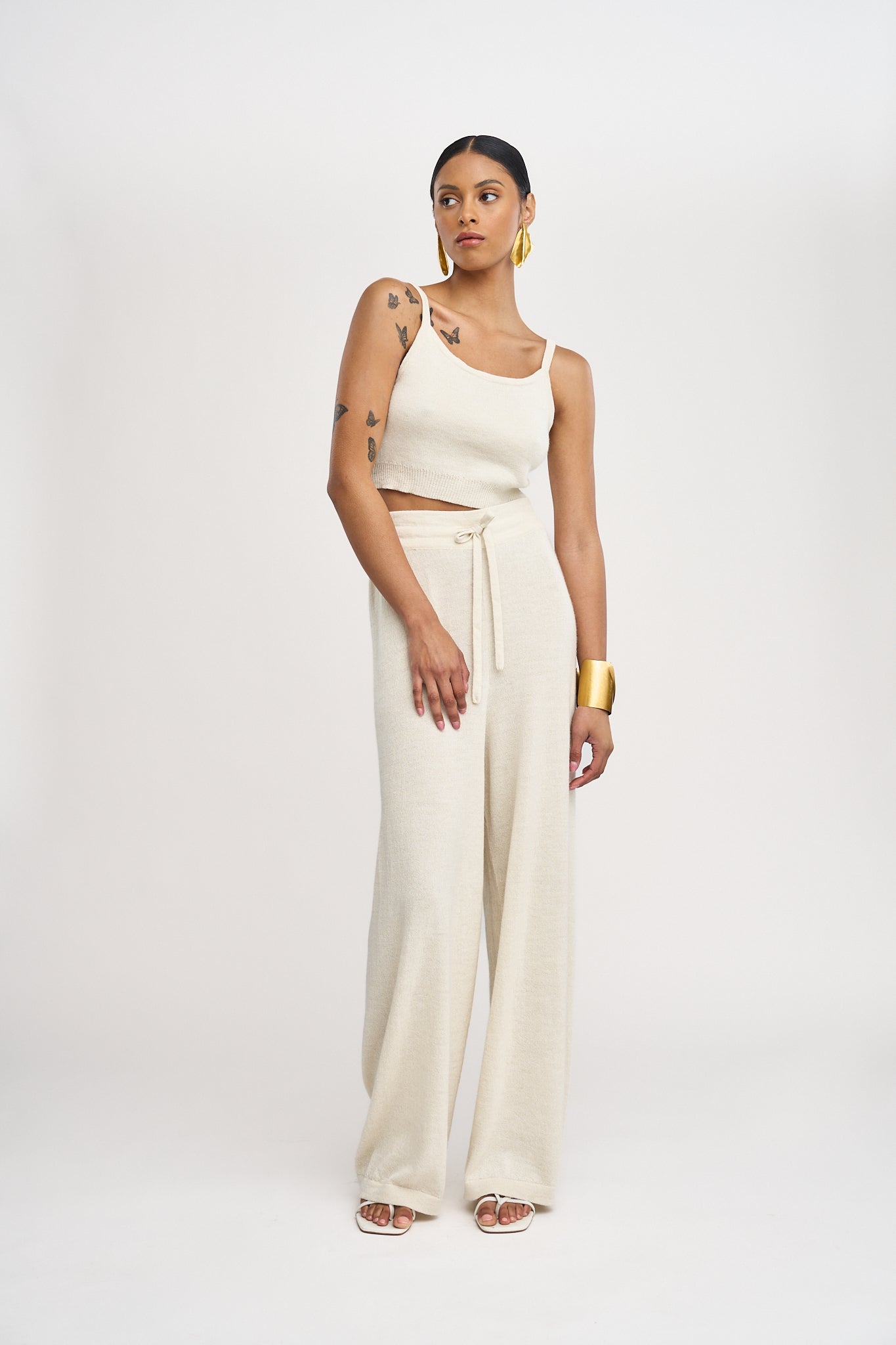 Avery Alpaca Wide Leg Pants in Cream