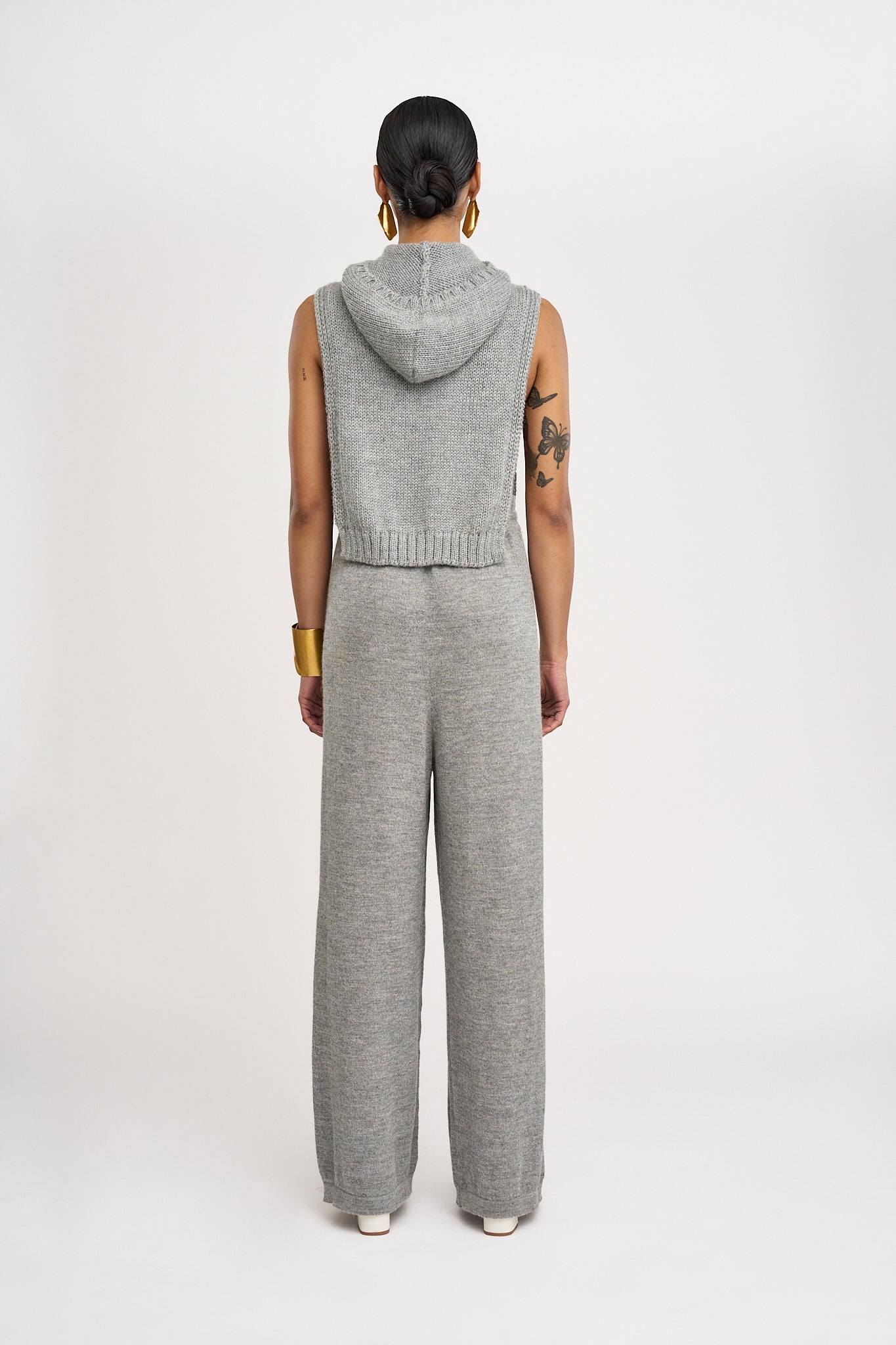 Avery Alpaca Wide Leg Pants in Light Grey