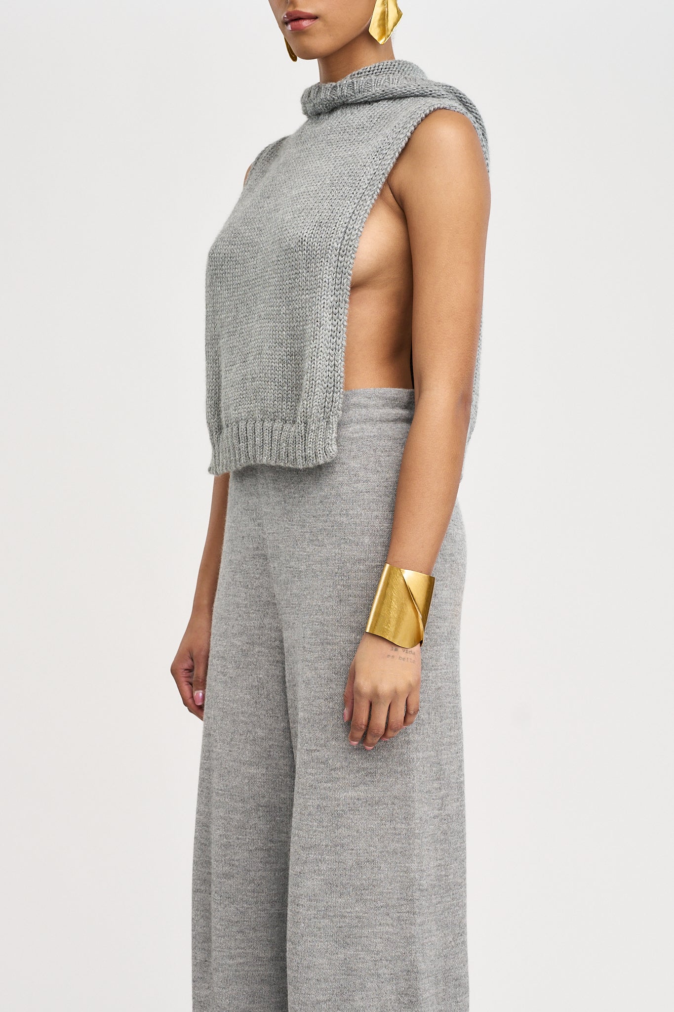 Avery Alpaca Wide Leg Pants in Light Grey