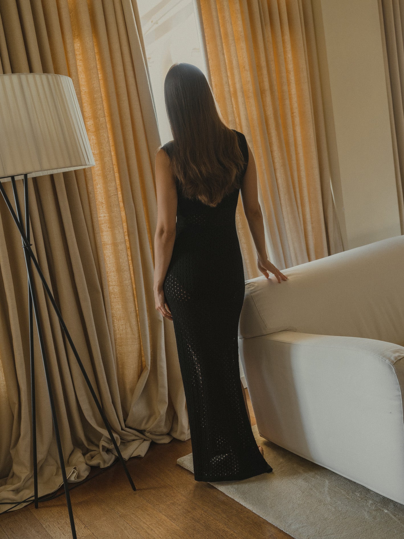 Aurora Alpaca Knit Maxi Dress in black