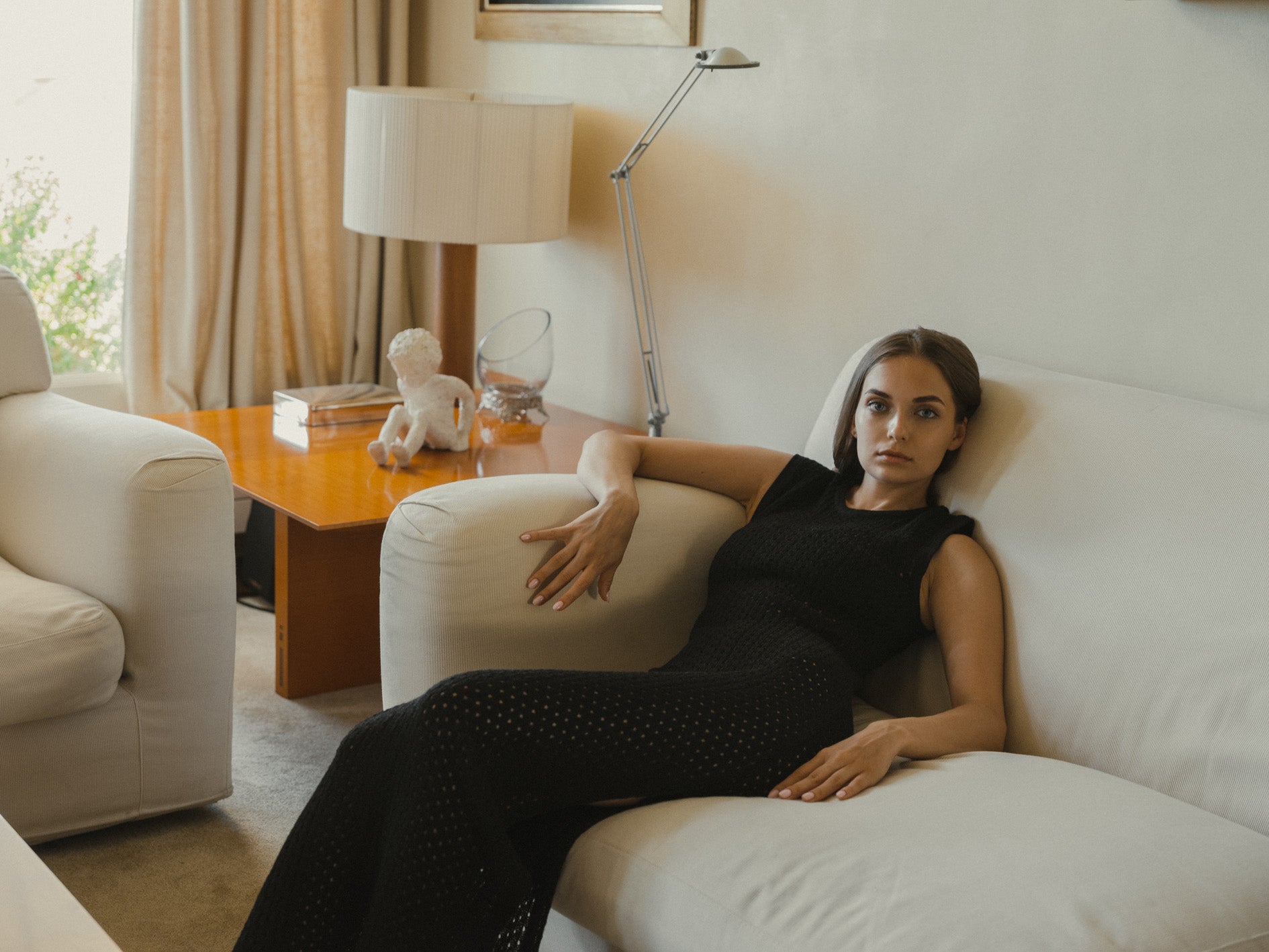 Aurora Alpaca Knit Maxi Dress in black