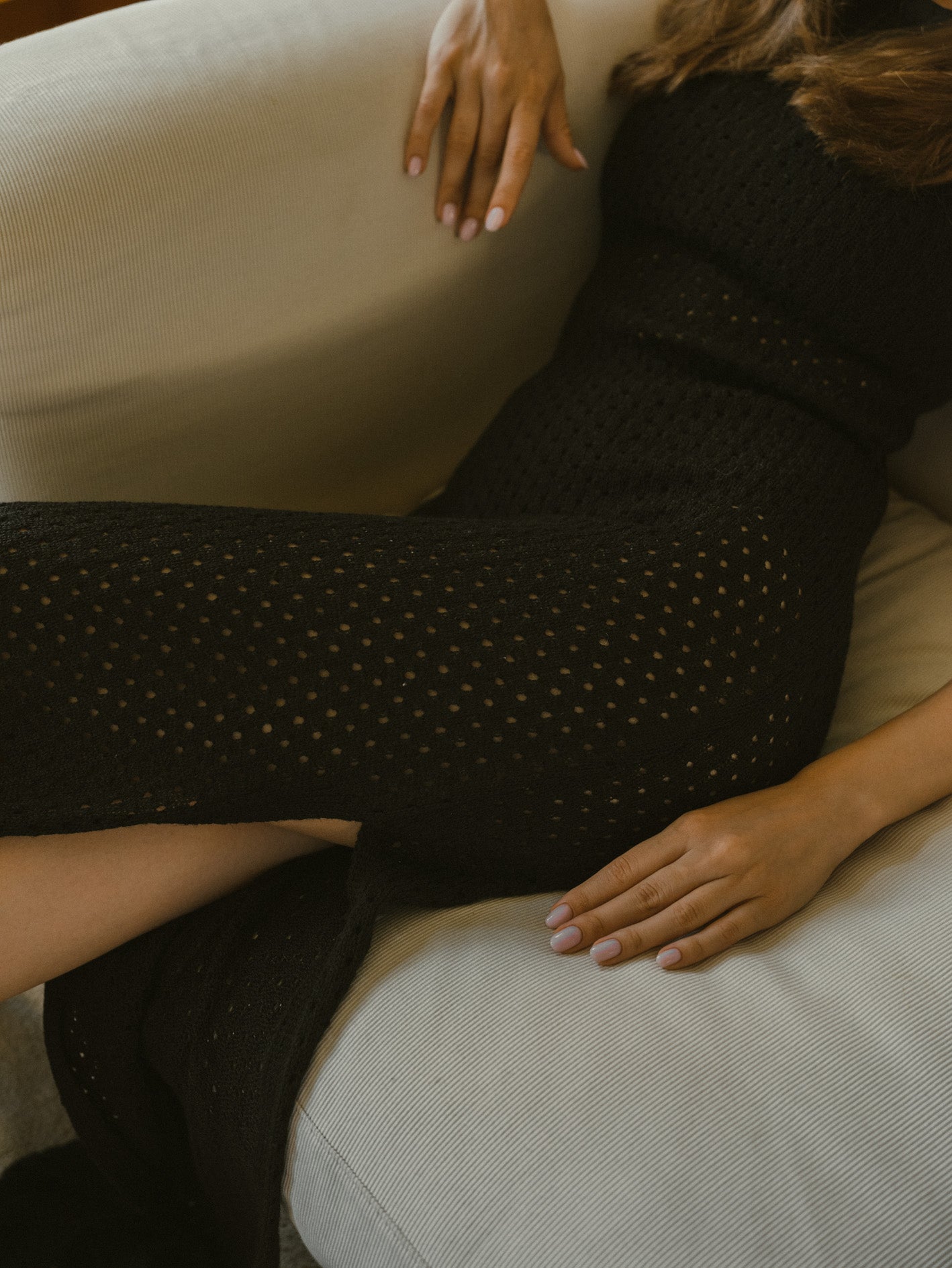 Aurora Alpaca Knit Maxi Dress in black