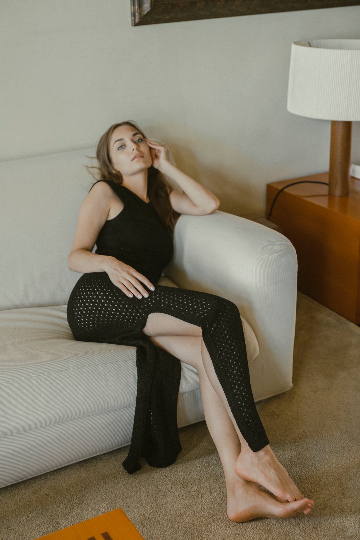Aurora Alpaca Knit Maxi Dress in black