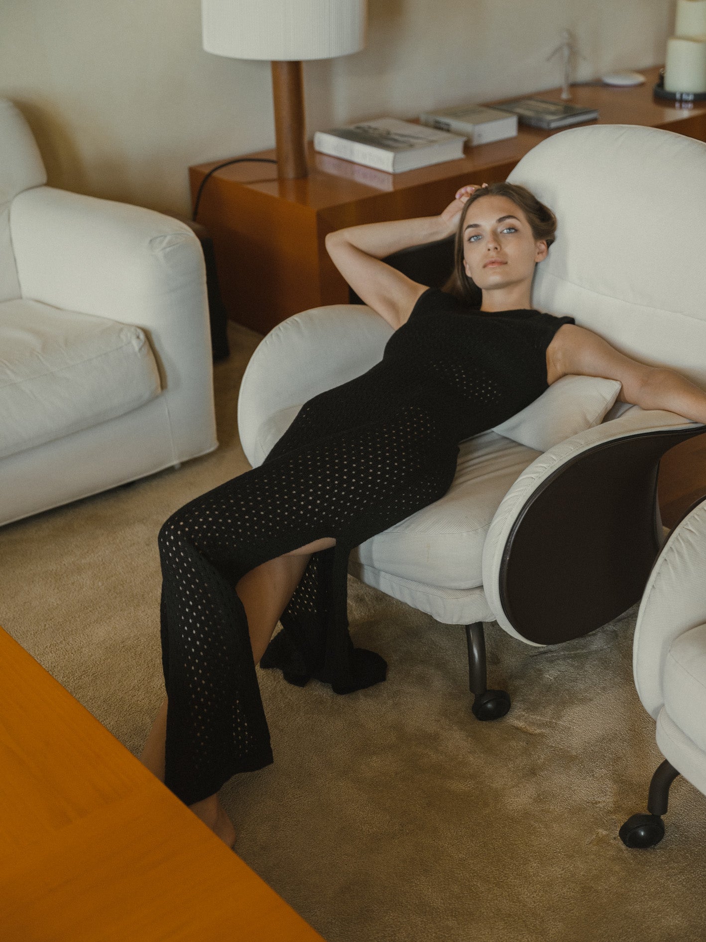 Aurora Alpaca Knit Maxi Dress in black