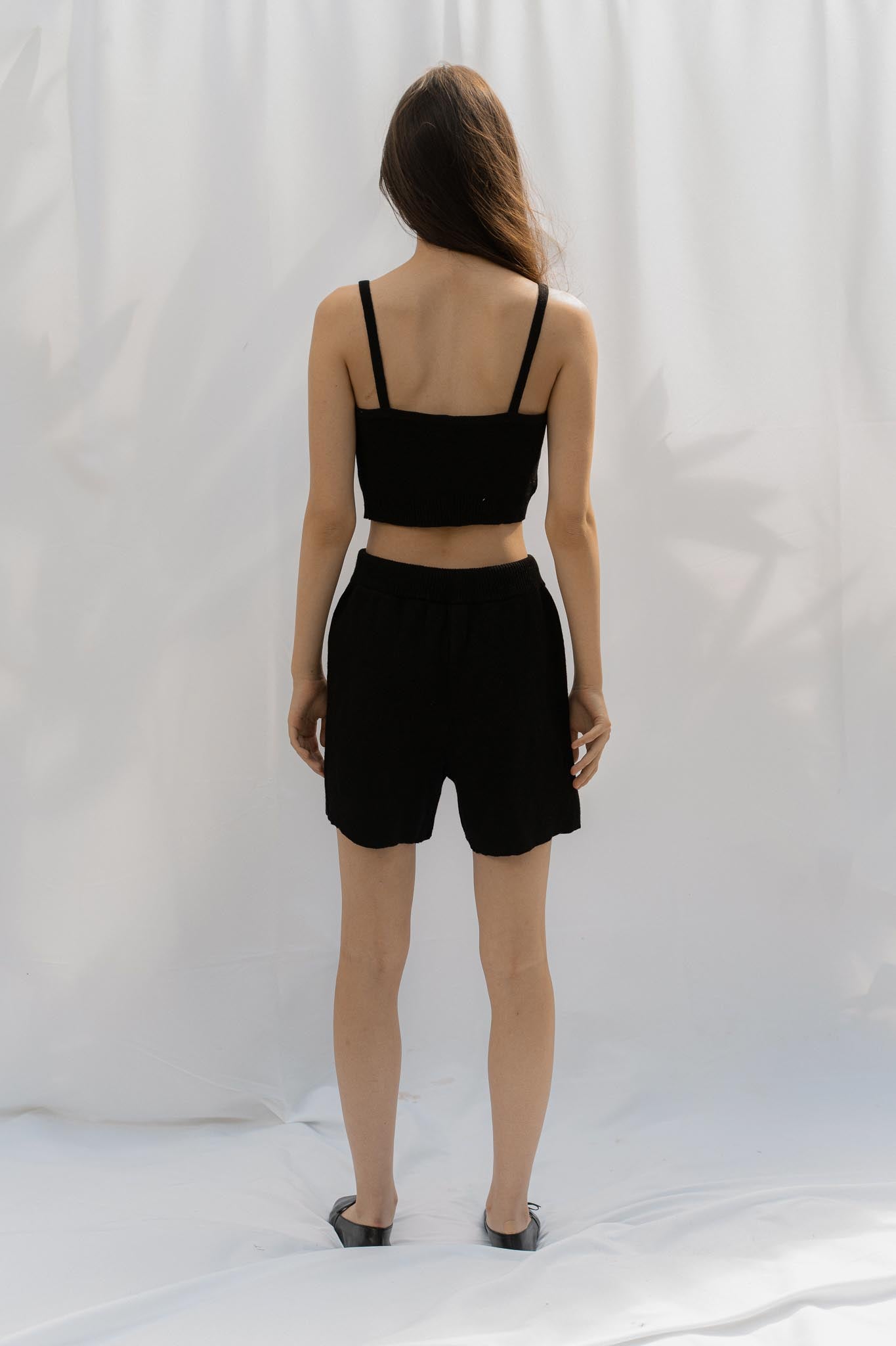 Solace Alpaca and Silk Shorts in black