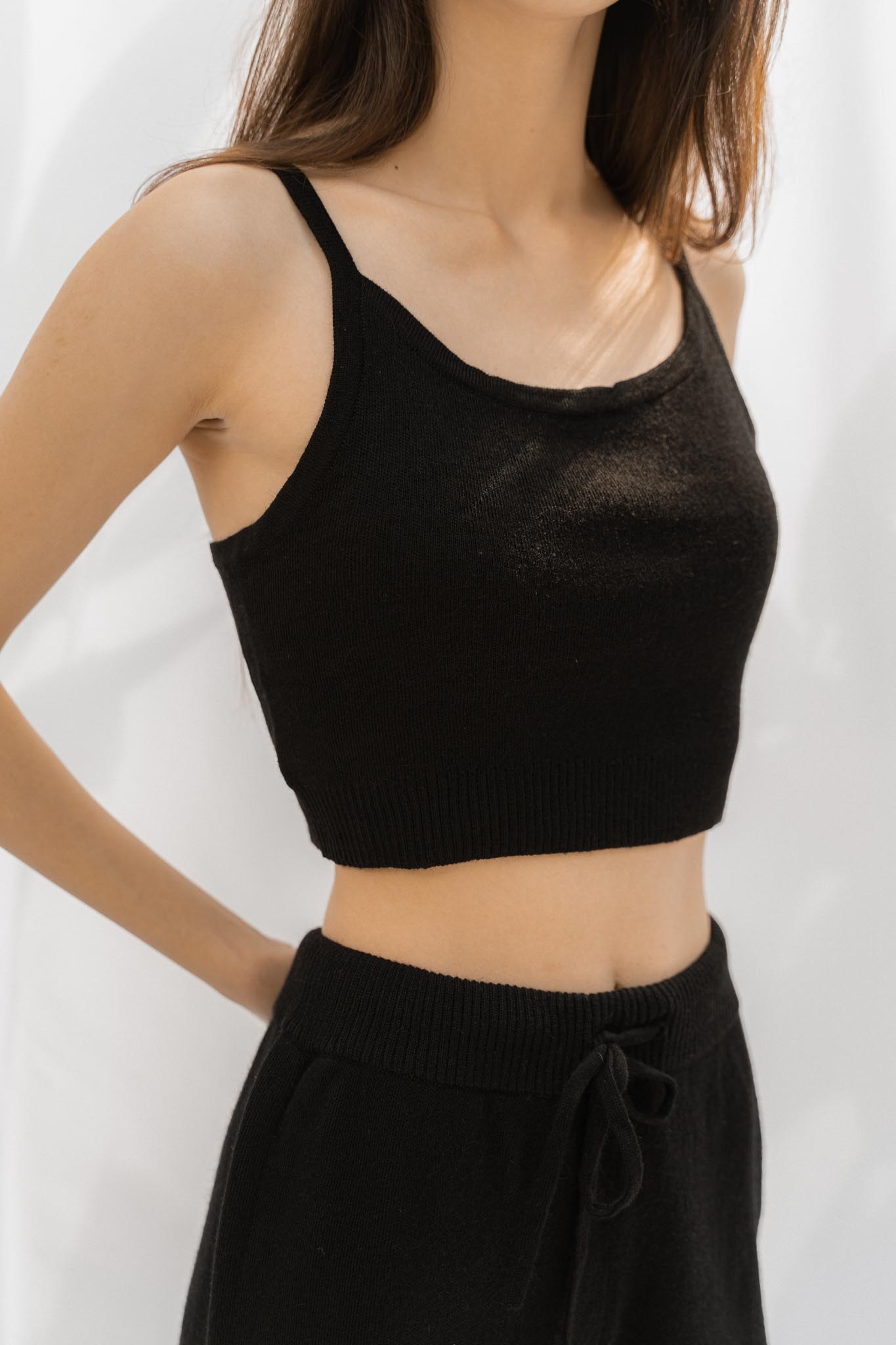 Solace Alpaca and Silk Shorts in black
