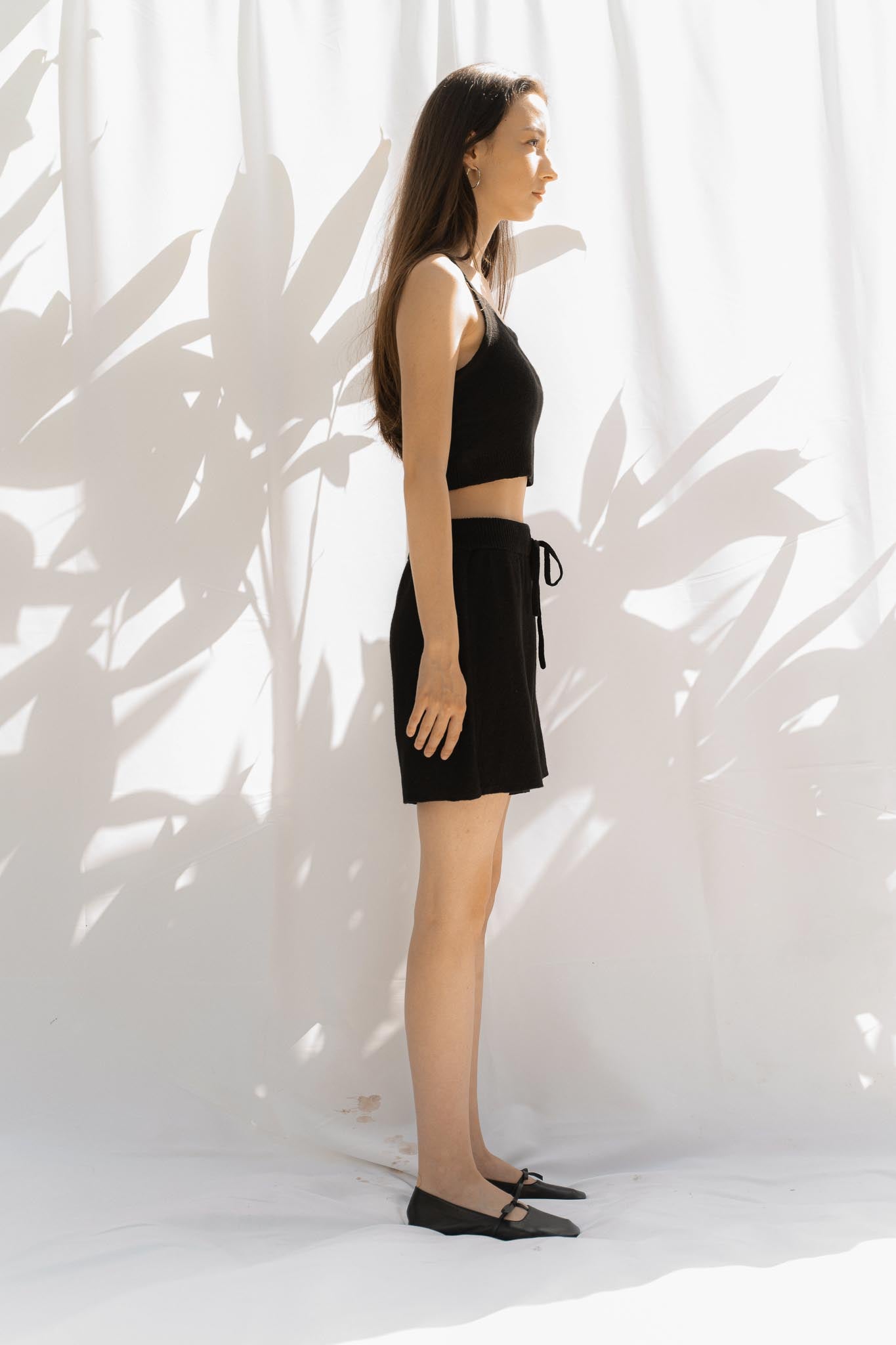 Solace Alpaca and Silk Shorts in black