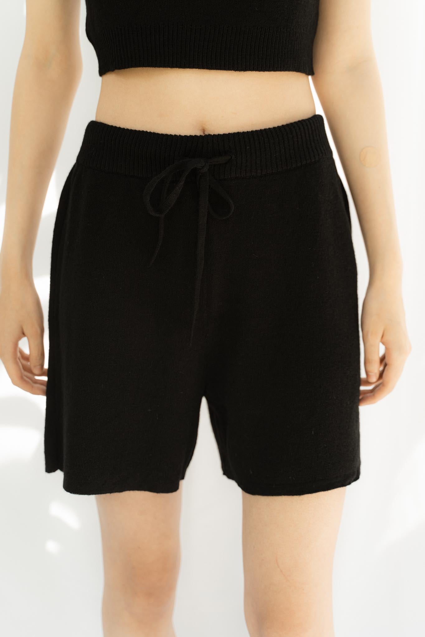 Solace Alpaca and Silk Shorts in black