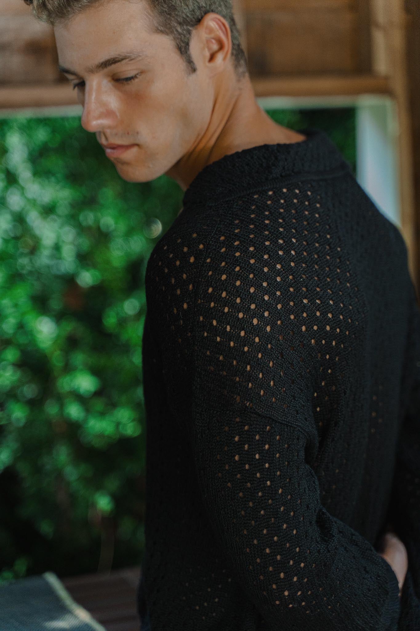 The Haze Alpaca Open Knit Sweater in black