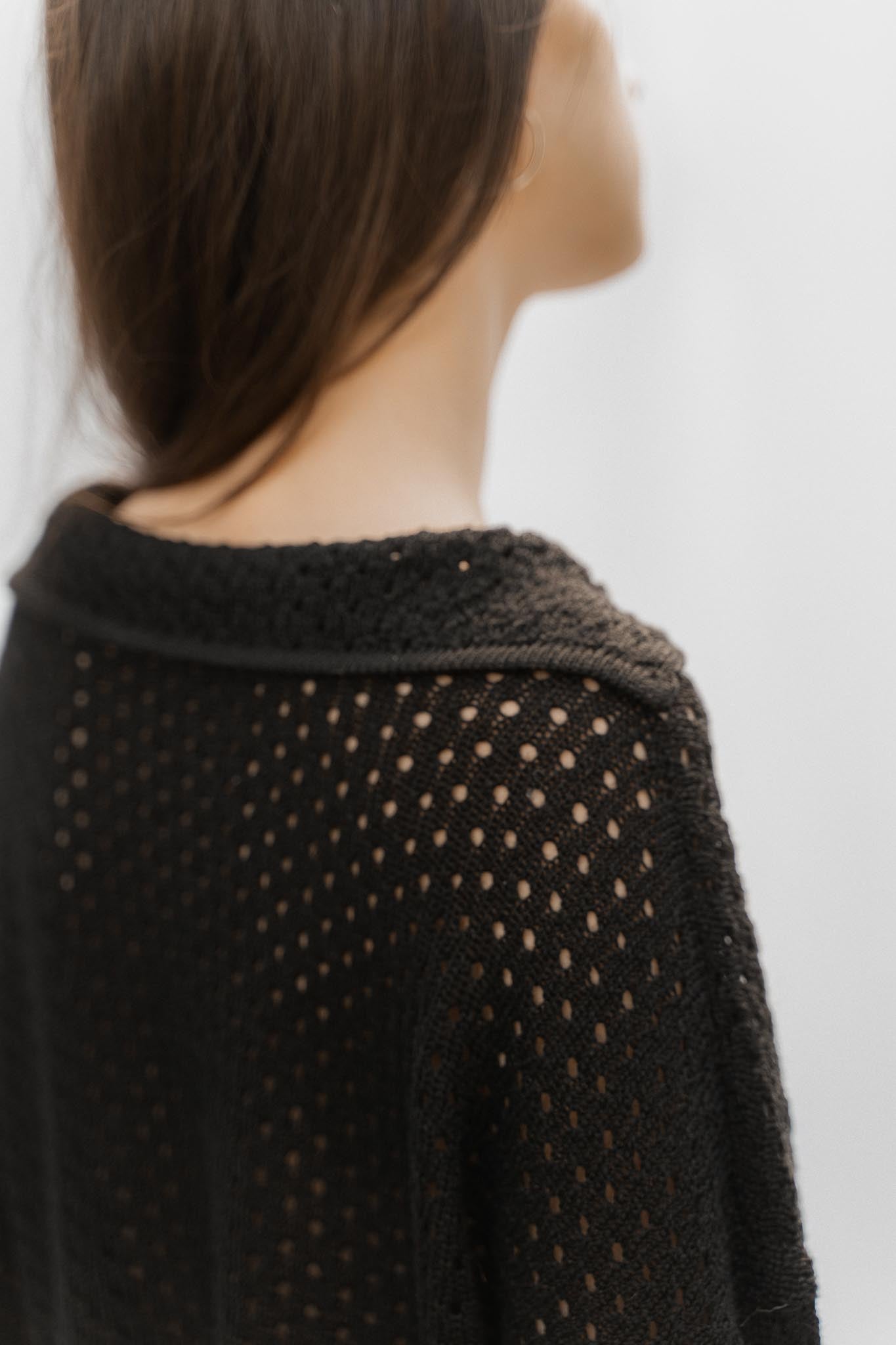 Haze Alpaca Crochet Sweater in black