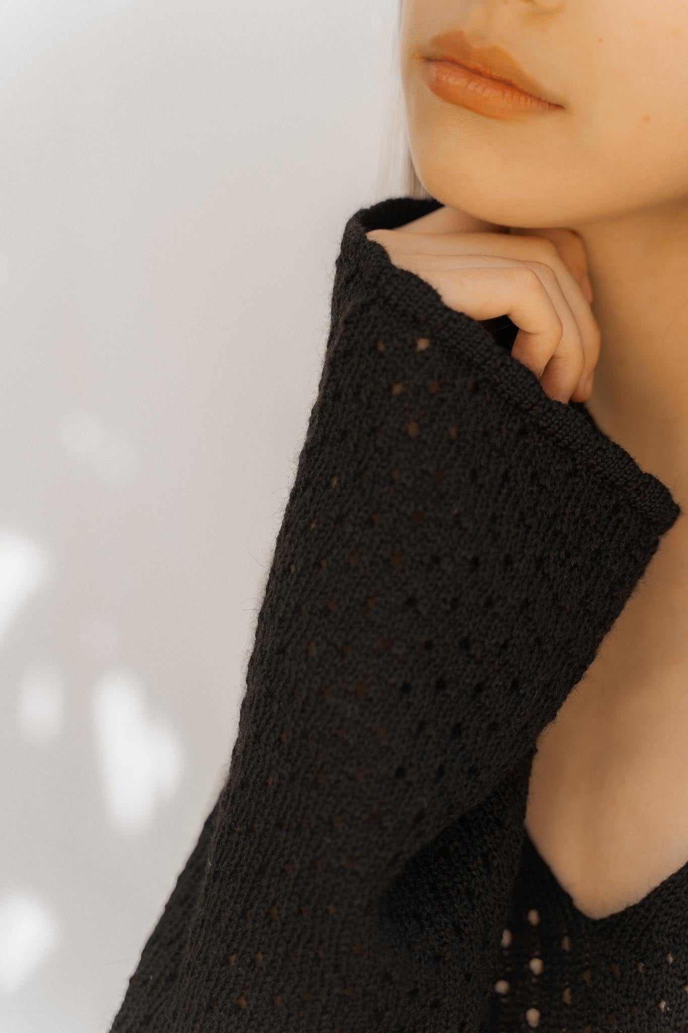 Haze Alpaca Crochet Sweater in black