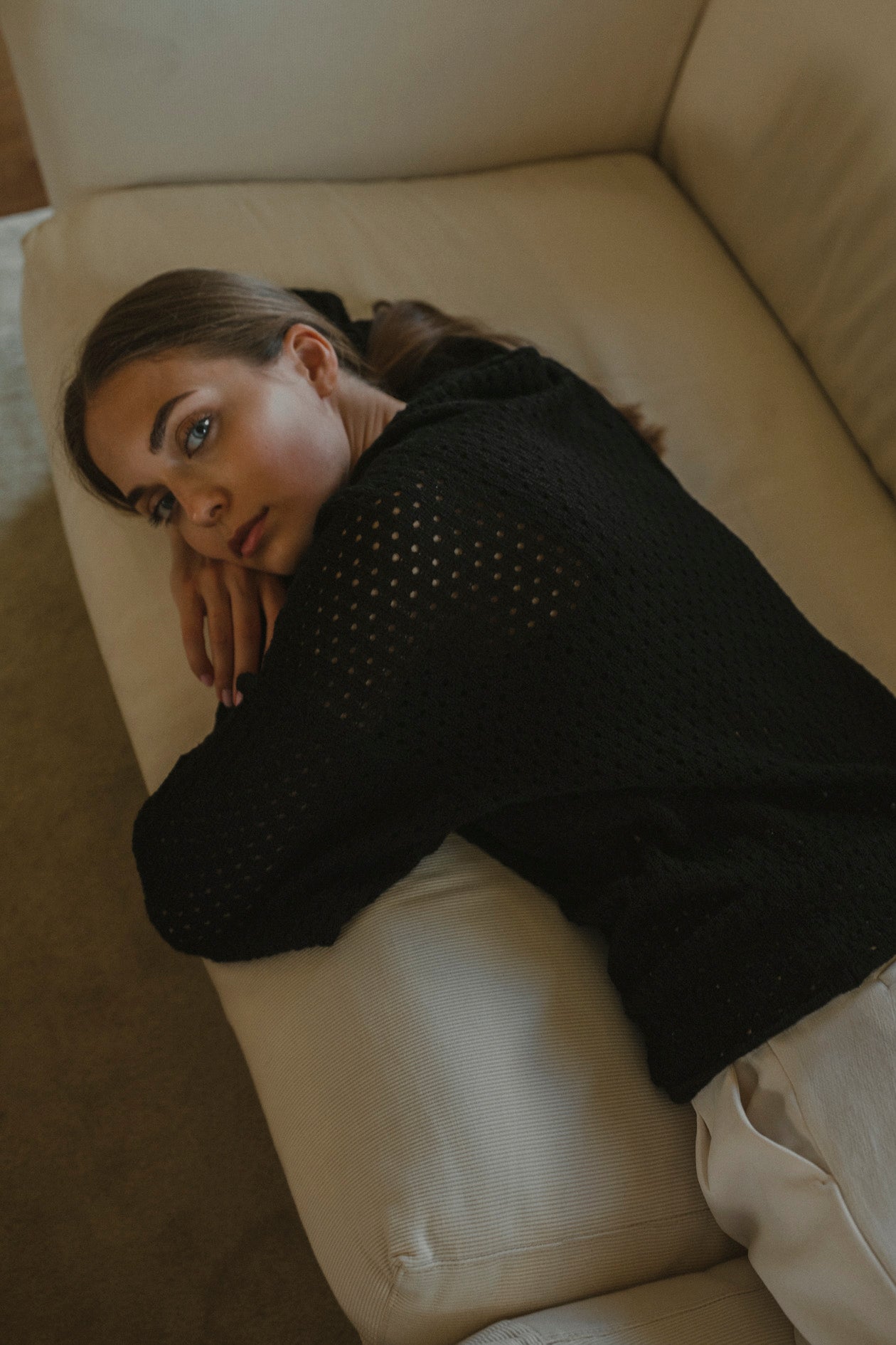 Haze Alpaca Crochet Sweater in black