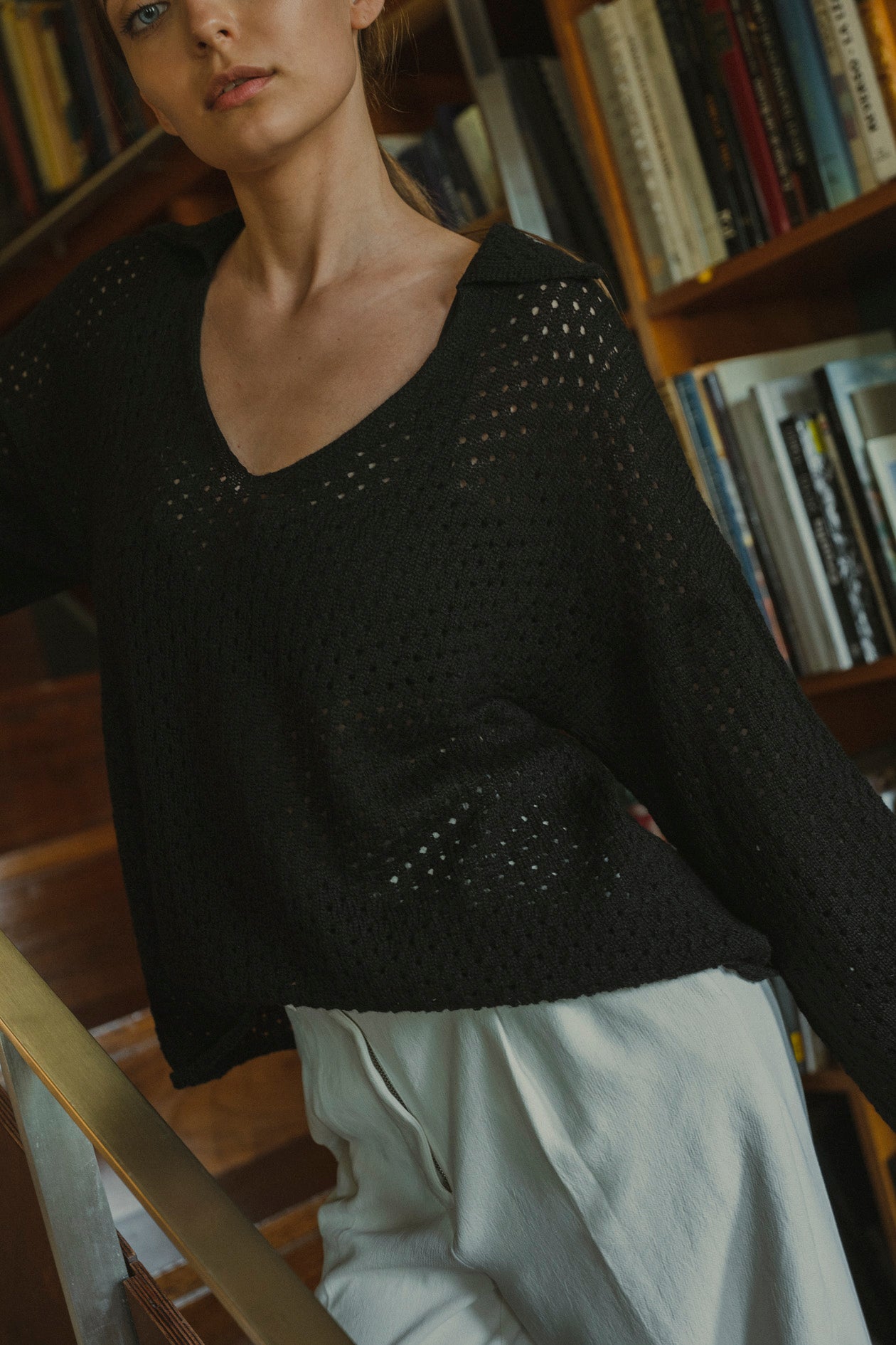 Haze Alpaca Crochet Sweater in black