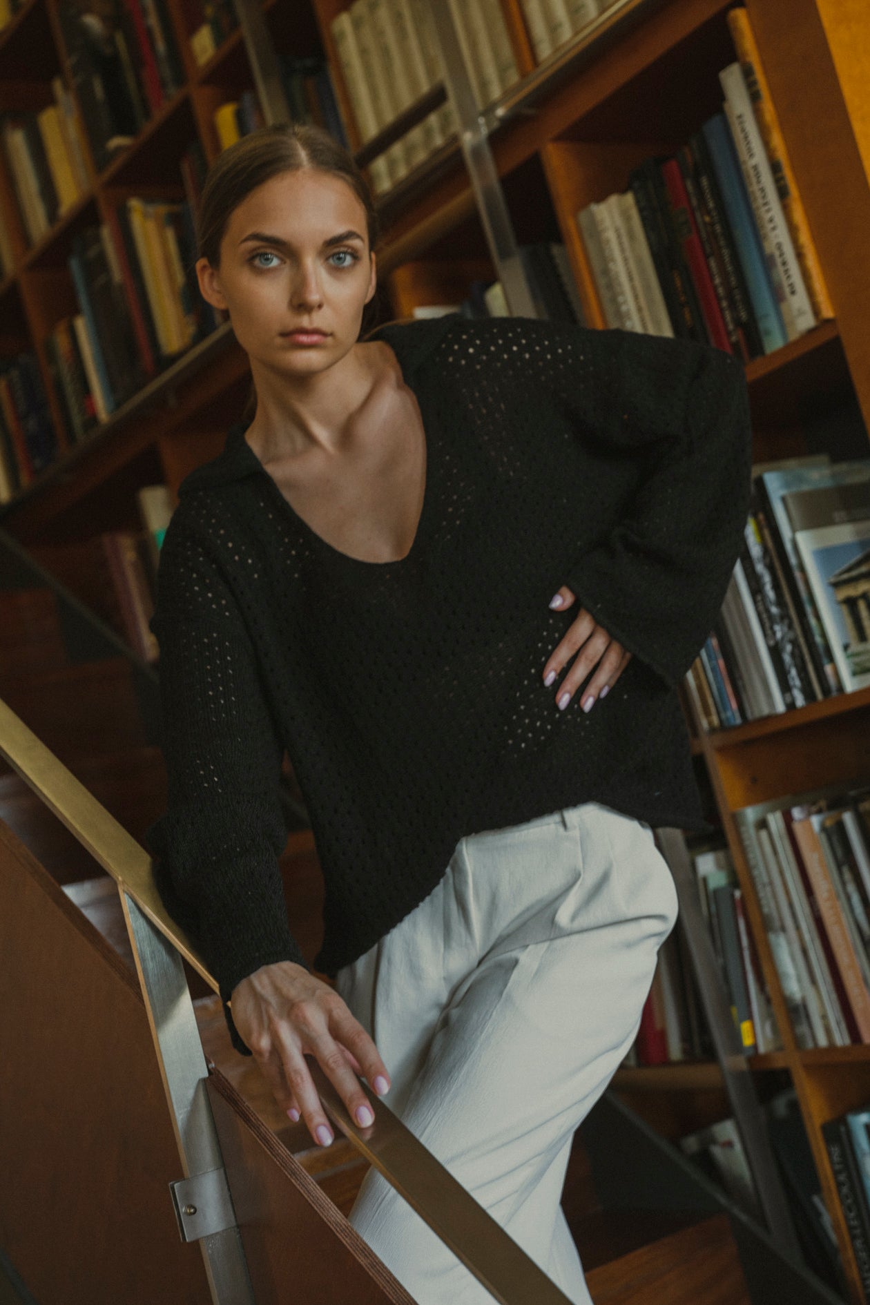 Haze Alpaca Crochet Sweater in black