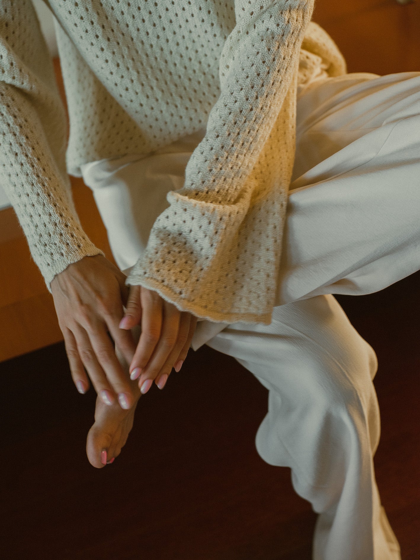 Haze Alpaca Crochet Sweater in cream