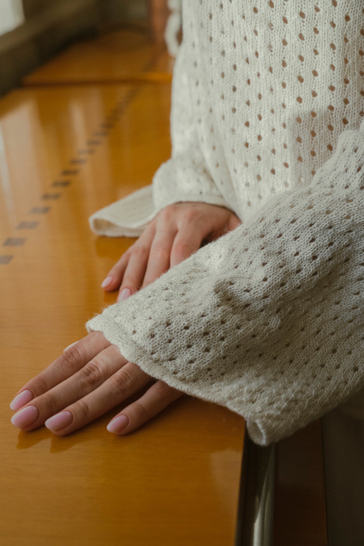 Haze Alpaca Crochet Sweater in cream