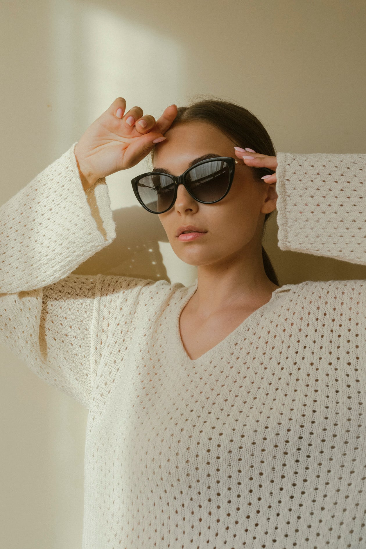 Haze Alpaca Crochet Sweater in cream
