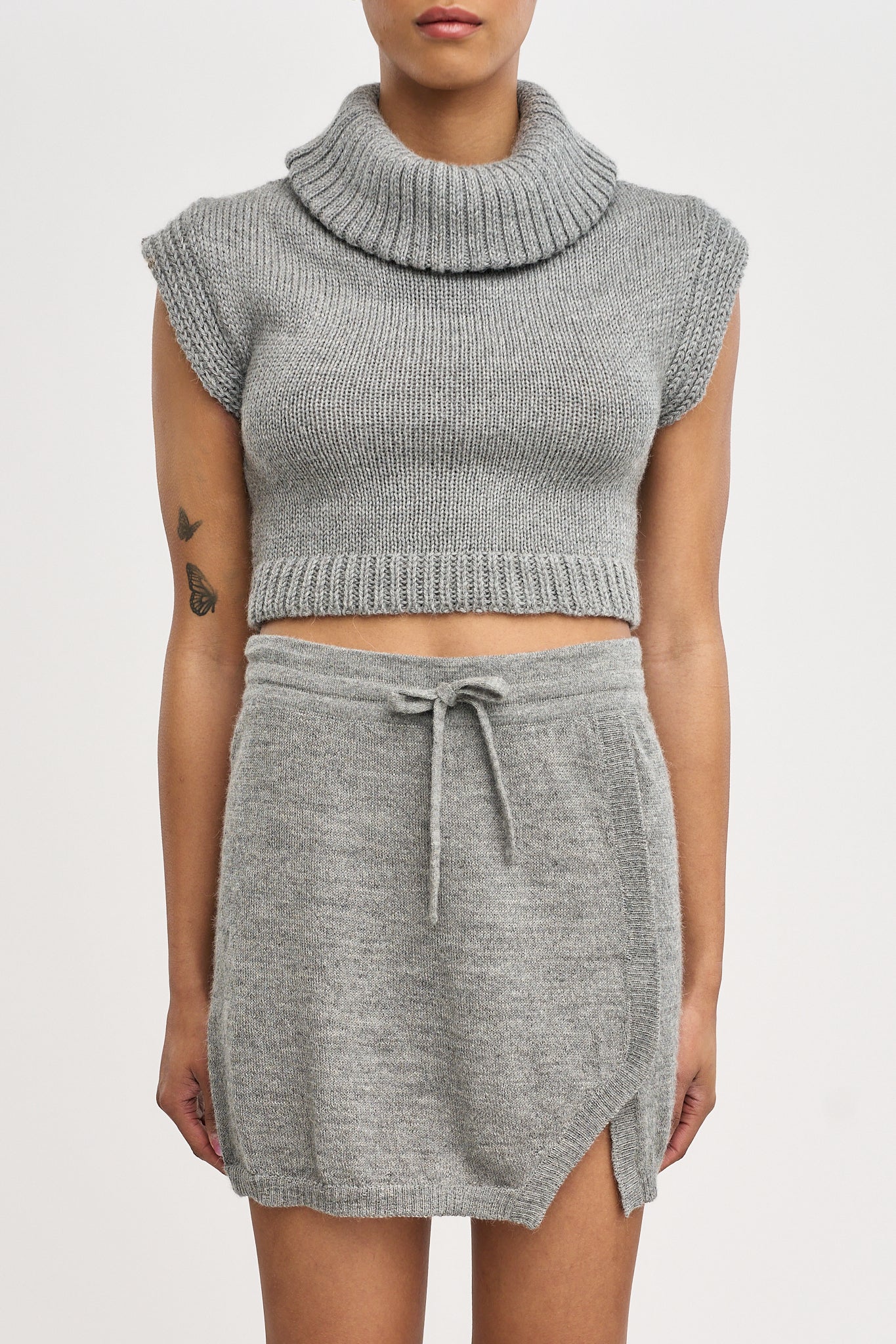 The Alpaca Knit Crop Top in Light Grey