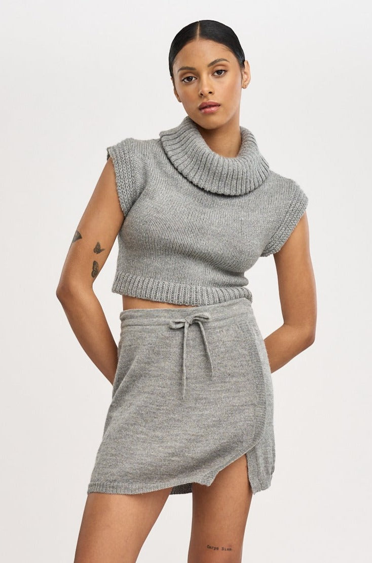 Lisa Alpaca Mini Skirt in Light Grey