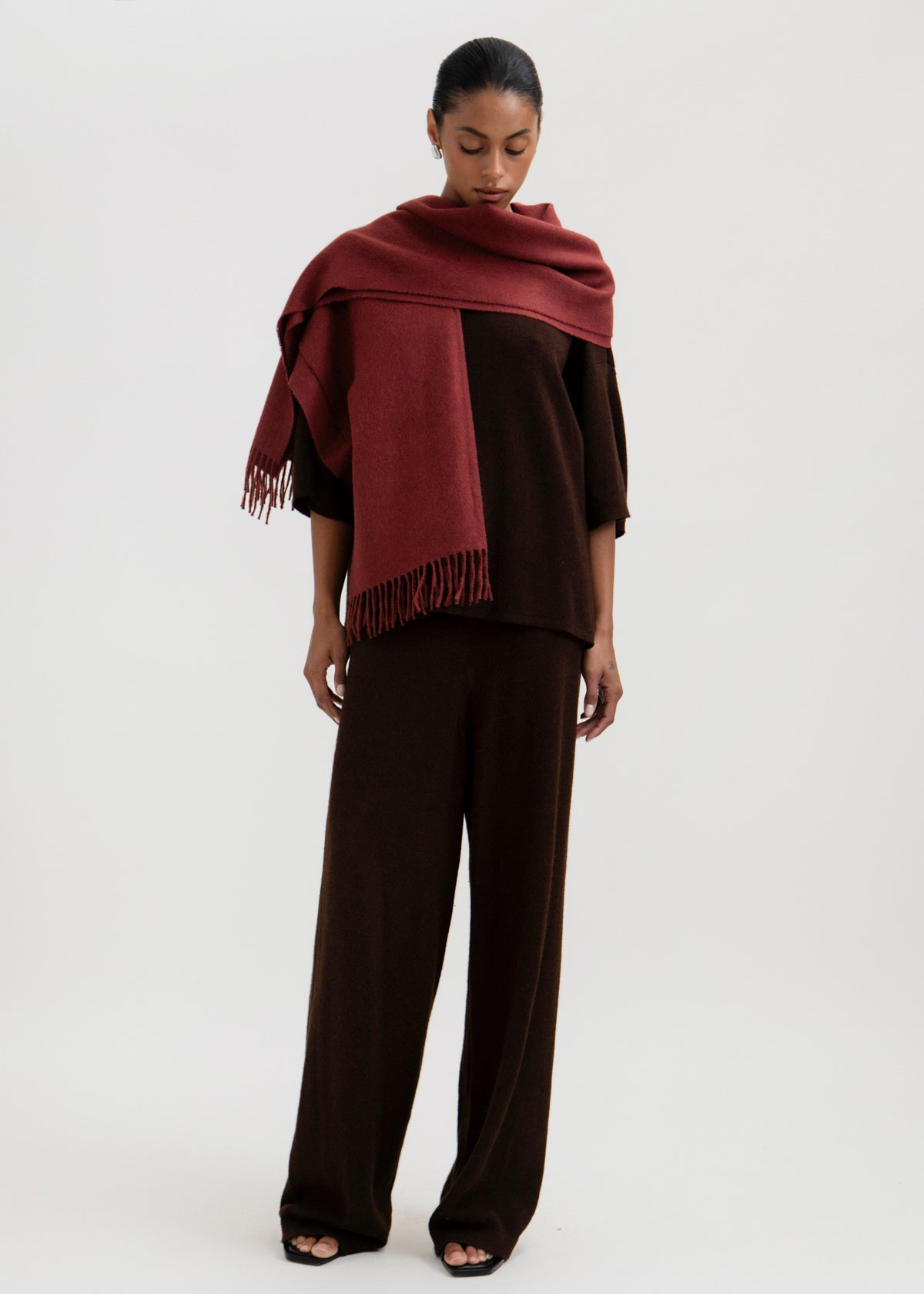 The Rowan Shawl in Burgundy