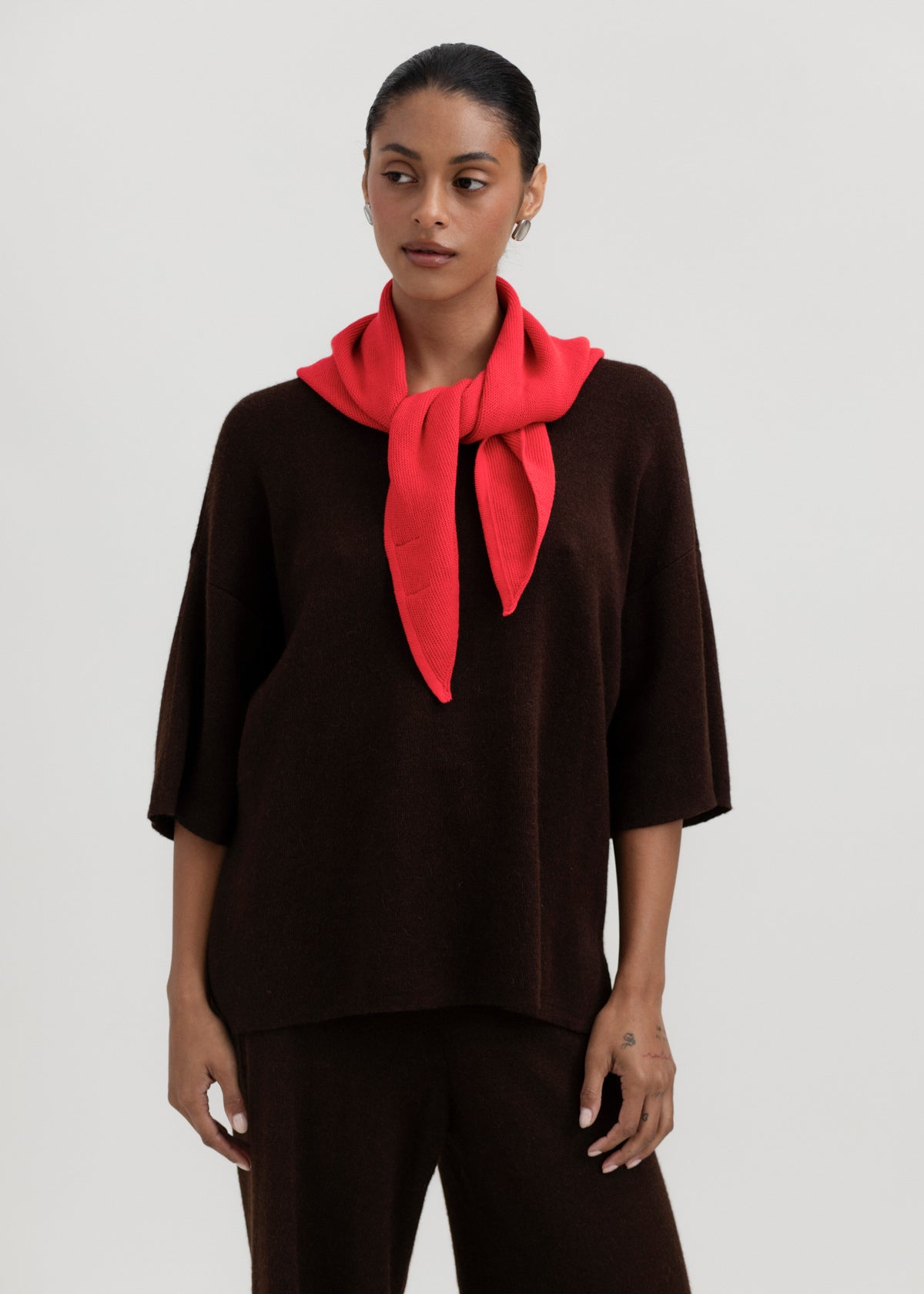 Luzia Head Scarf Triangle in Cherry Red