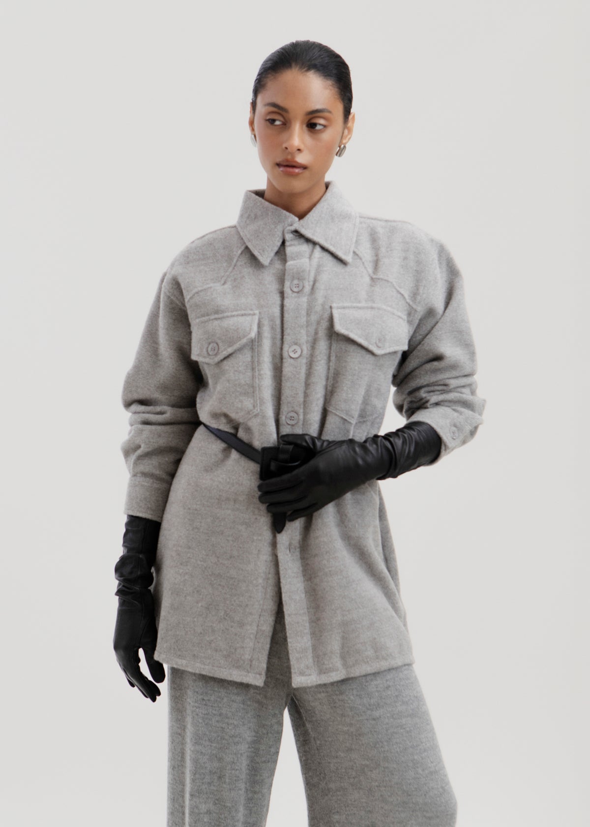 The Noa Alpaca Jacket in Mist Grey