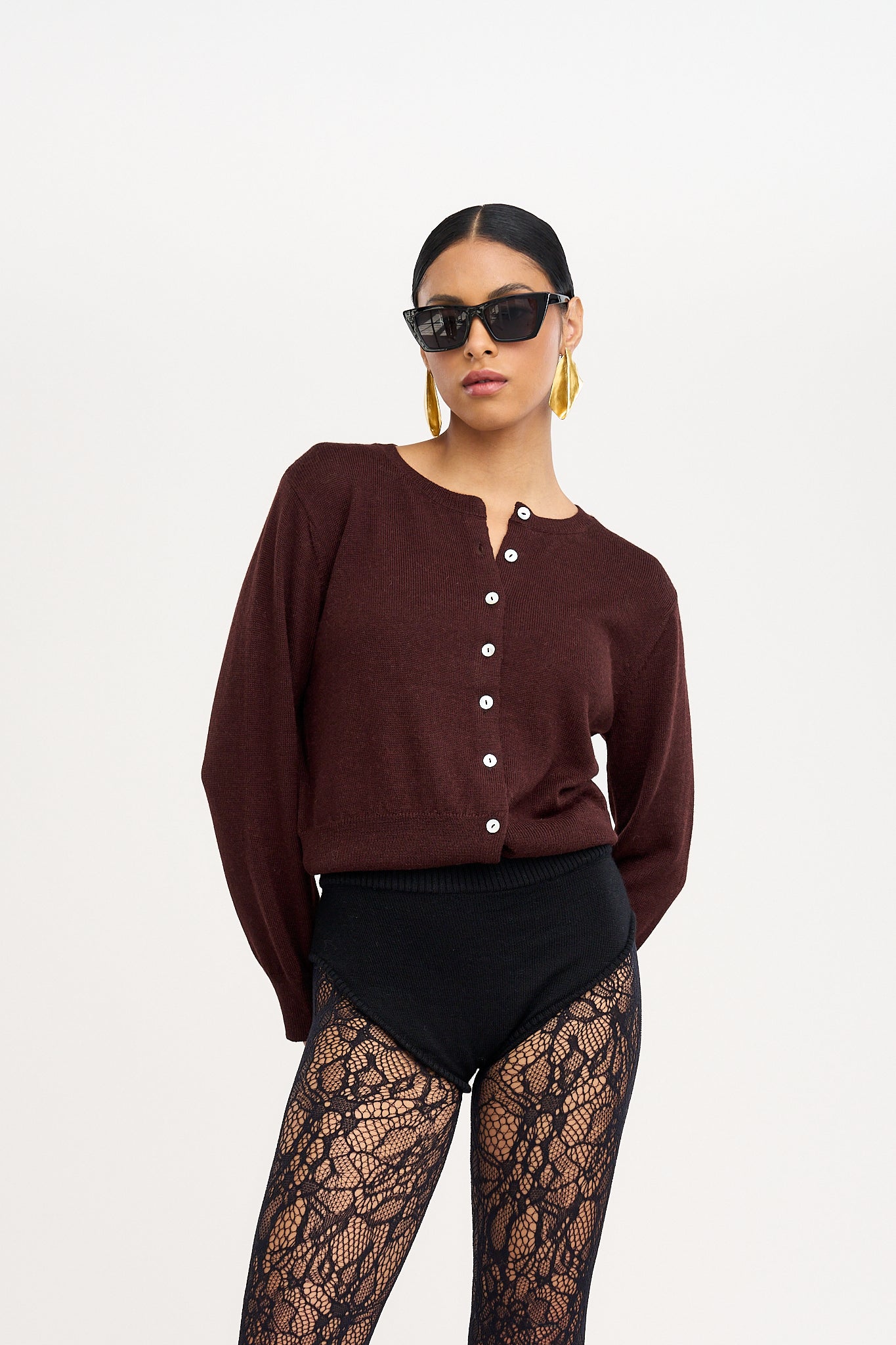 Lulu Alpaca Cardigan in Brown