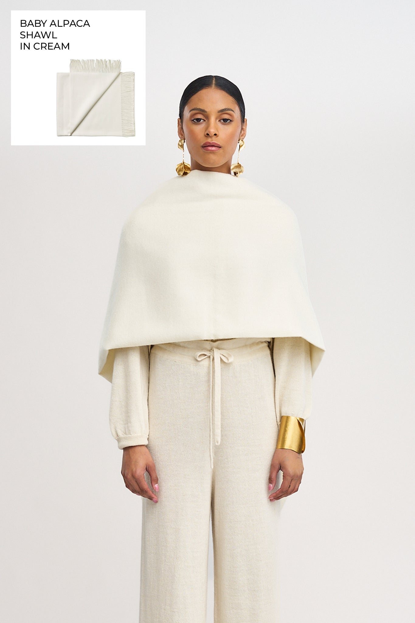 The Rowan Alpaca Shawl in Cream