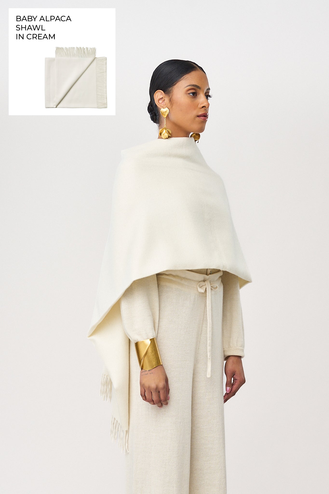 Rowan Alpaca Shawl in Cream