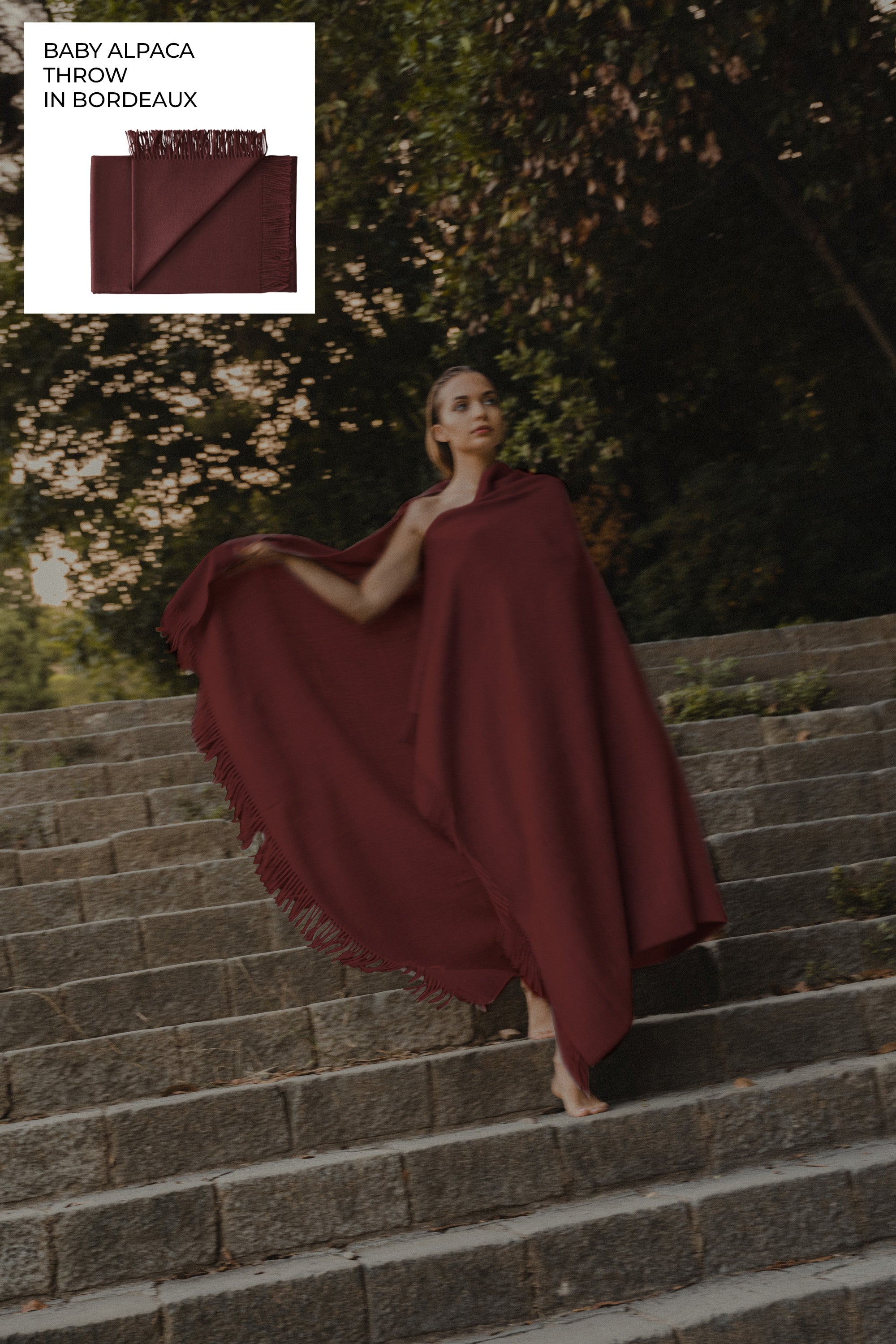 Riley Alpaca Oversized Throw Scarf in Bordeaux