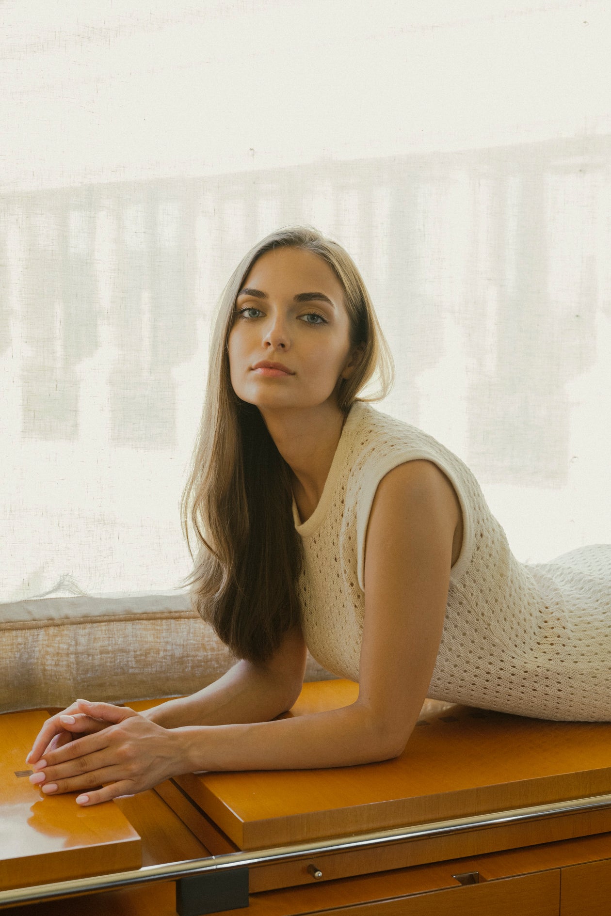 Aurora Alpaca Knit Maxi Dress in cream