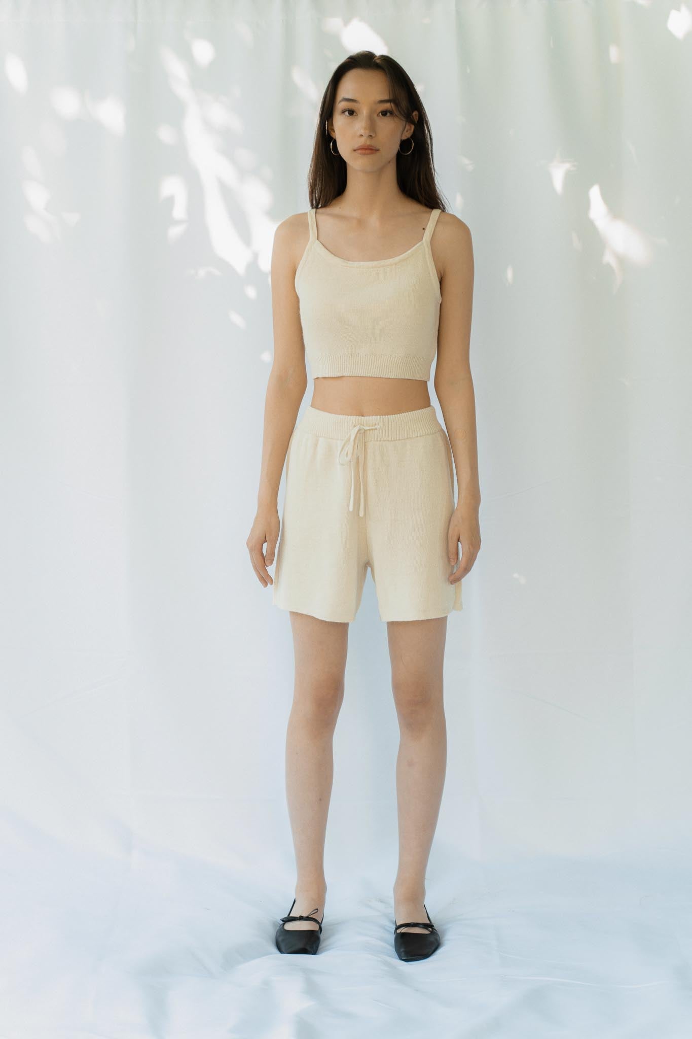Solace Alpaca and Silk Shorts in cream