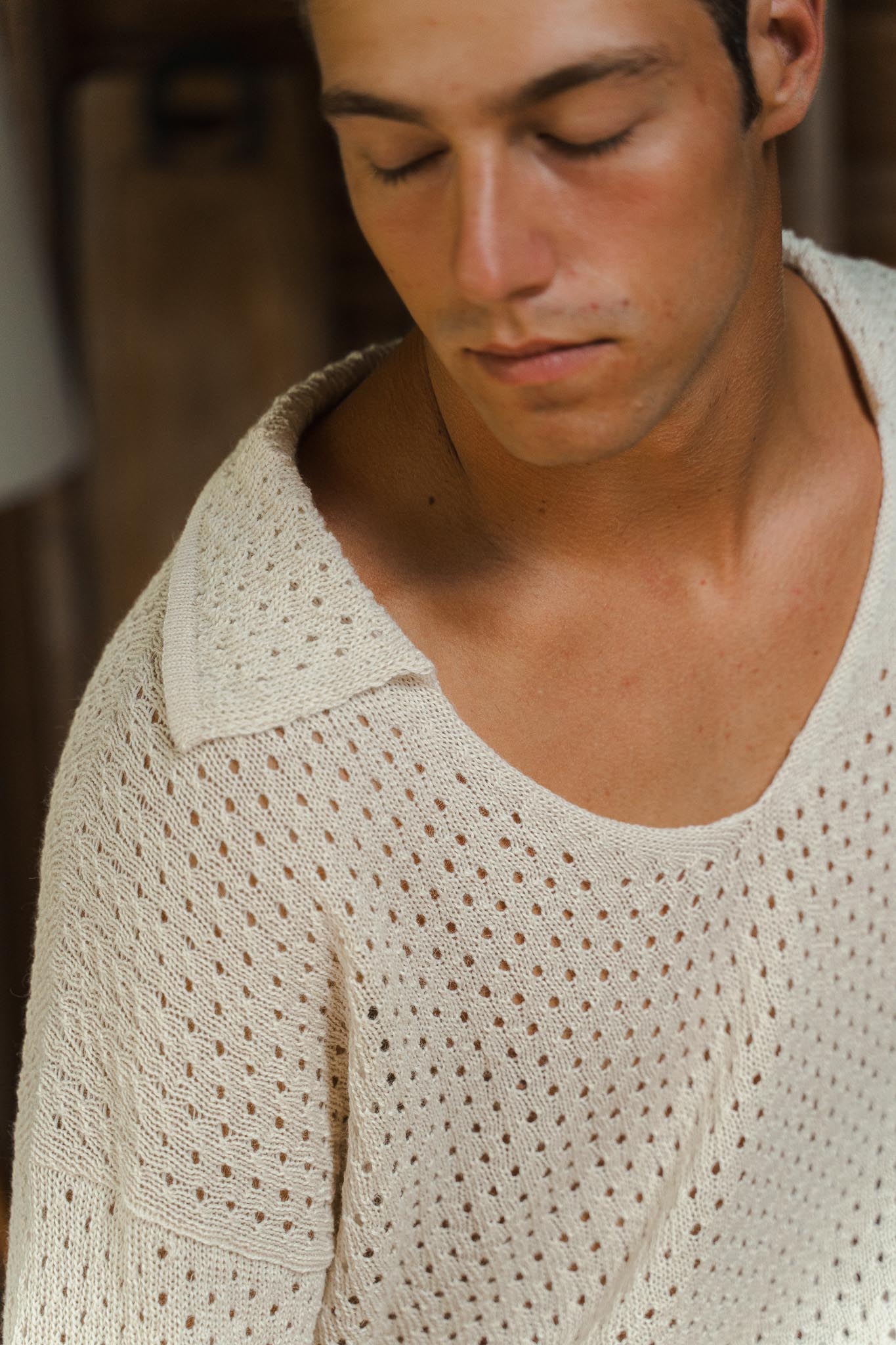 The Haze Alpaca Open Knit Sweater in cream